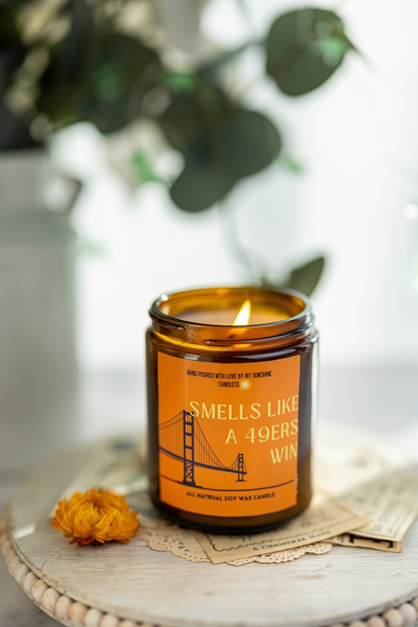 Smells Like A 49ers Win Candle, San Francisco 49ers Candle, Sunday Funday Football Candle, Super bowl 2024 candle, Candle Amber Jar 8oz