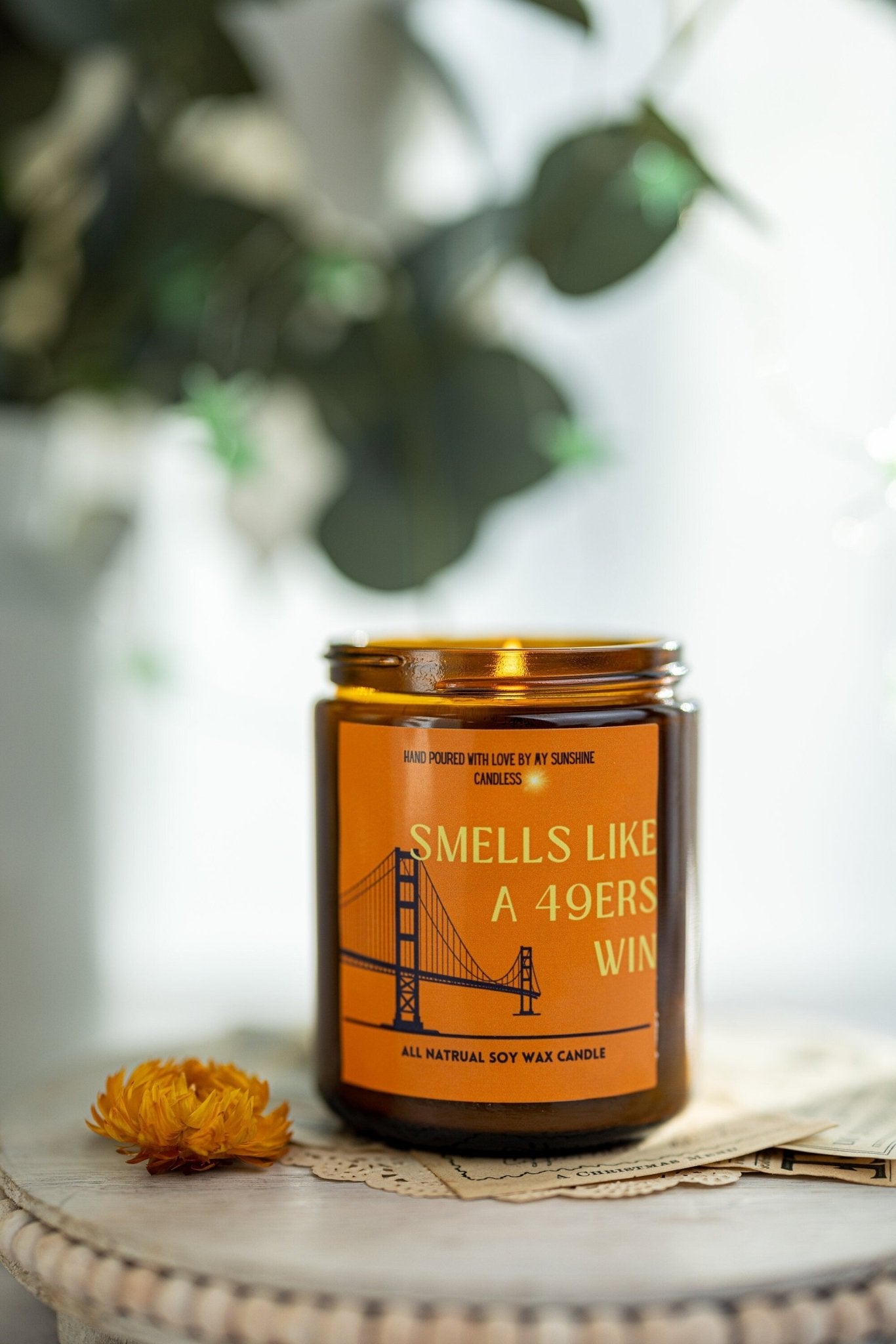 Smells Like A 49ers Win Candle, San Francisco 49ers Candle, Sunday Funday Football Candle, Super bowl 2024 candle, Candle Amber Jar 8oz
