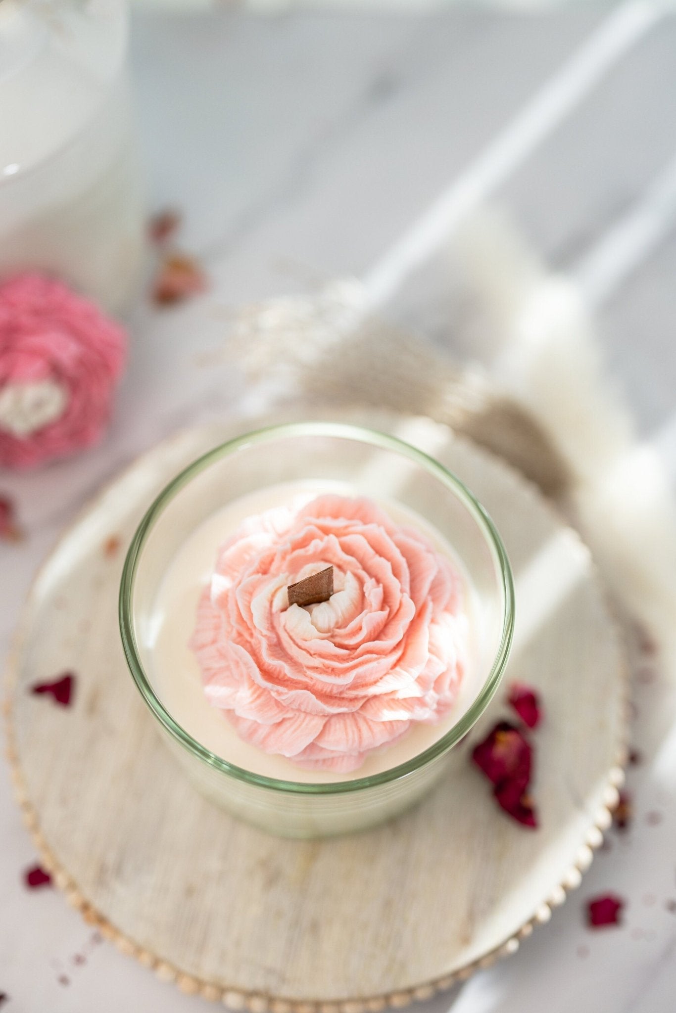 Peony Scented Soy Wax Candle, 16 oz, Handmade | Bridal Gift, Bridesmaid, Personalize For Her, Flower Candle, Wedding Gift