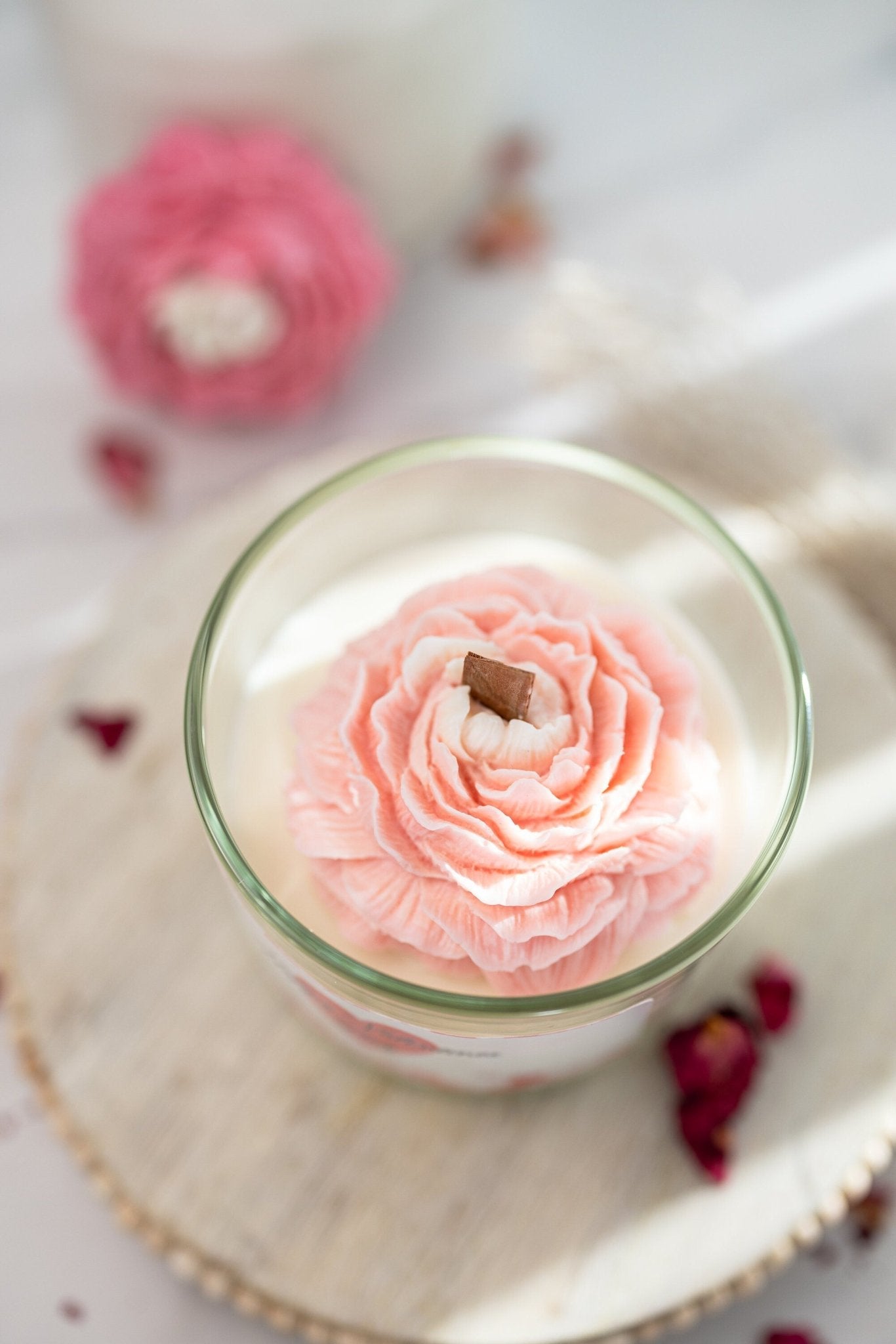 Peony Scented Soy Wax Candle, 16 oz, Handmade | Bridal Gift, Bridesmaid, Personalize For Her, Flower Candle, Wedding Gift