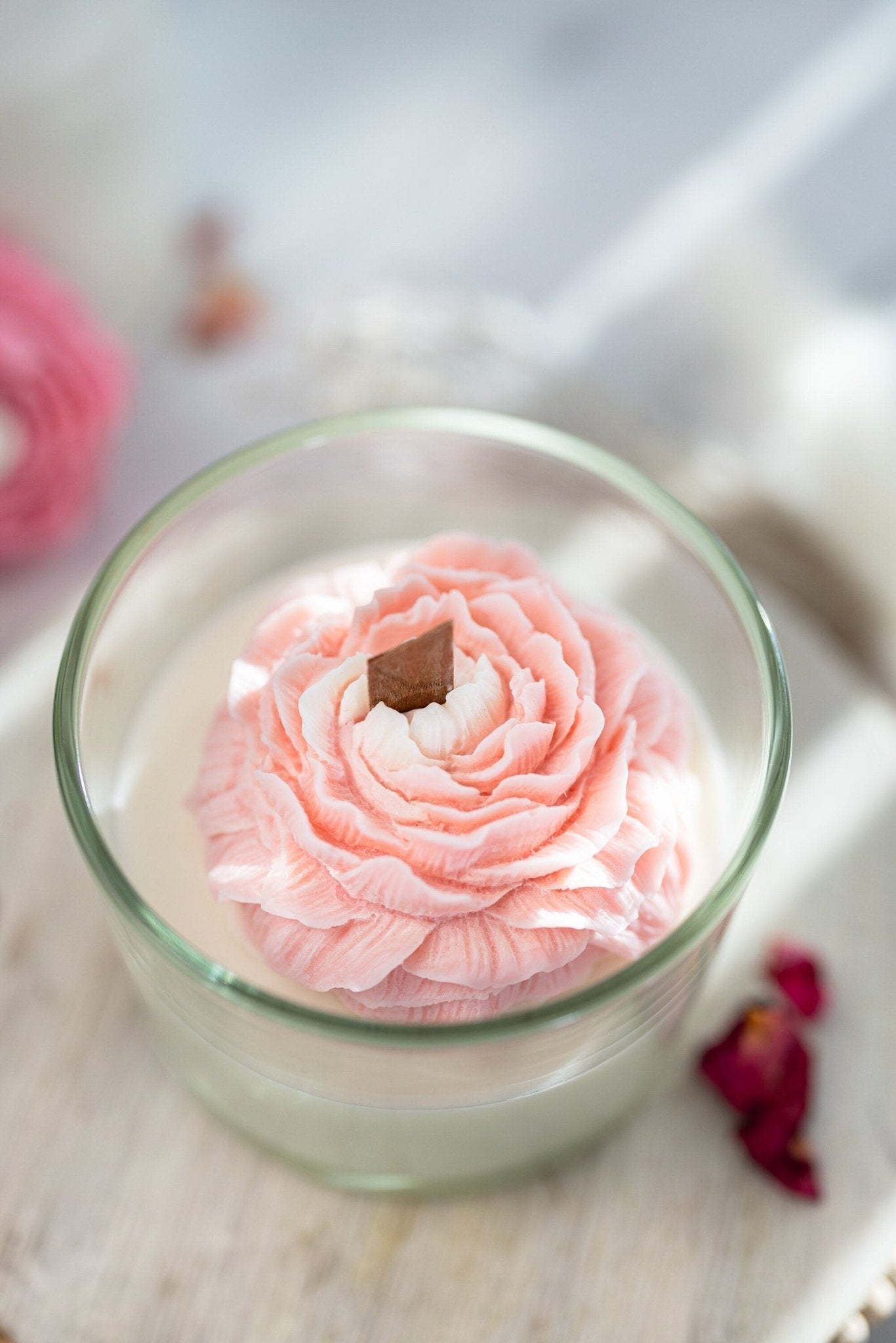 Peony Scented Soy Wax Candle, 16 oz, Handmade | Bridal Gift, Bridesmaid, Personalize For Her, Flower Candle, Wedding Gift