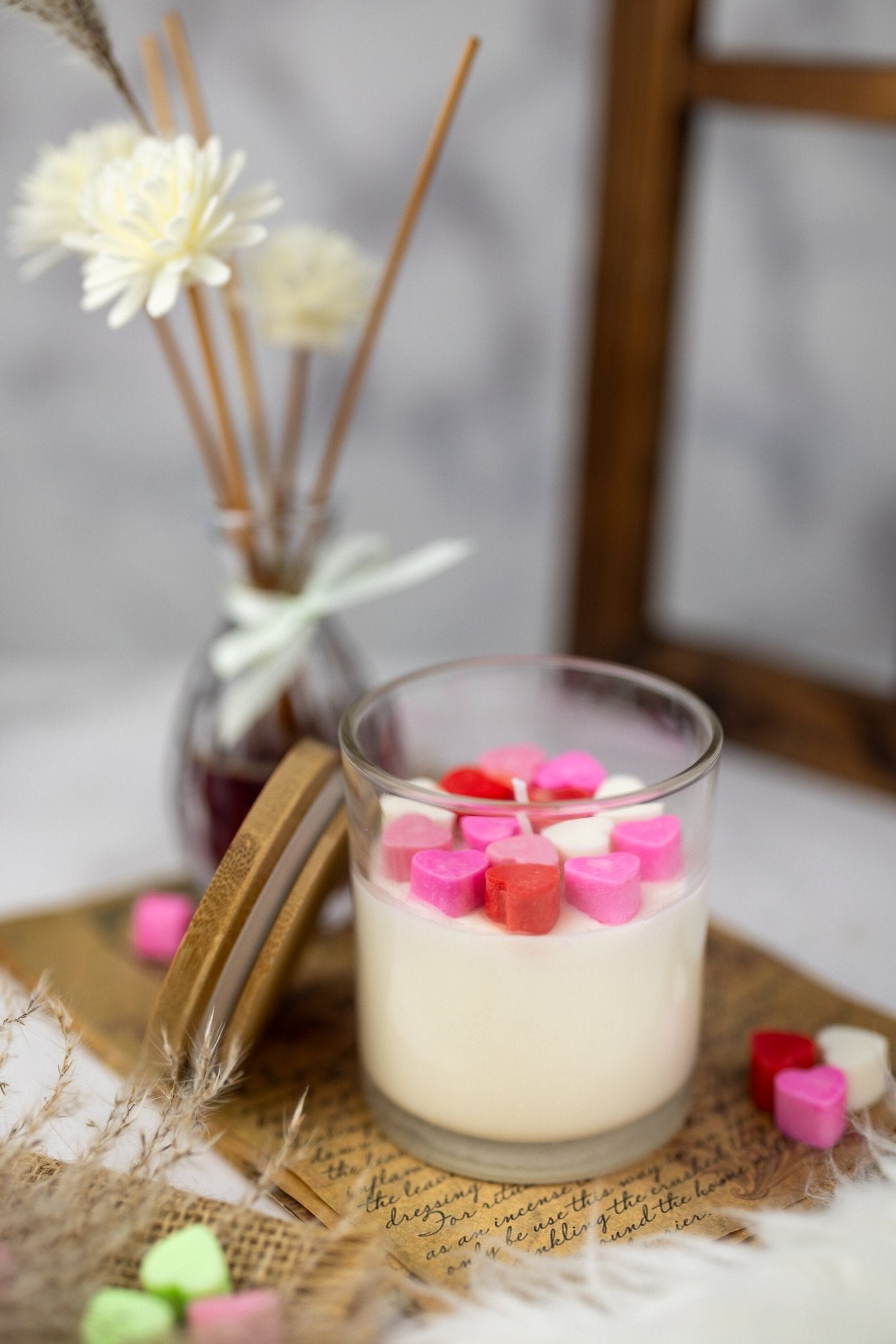 Falling Hearts Jar Candle | Heart Wax Melts | Valentines Day Candle | Love Candle | Heart Candle | Soy Candle | Handmade Candle | Gift Ideas