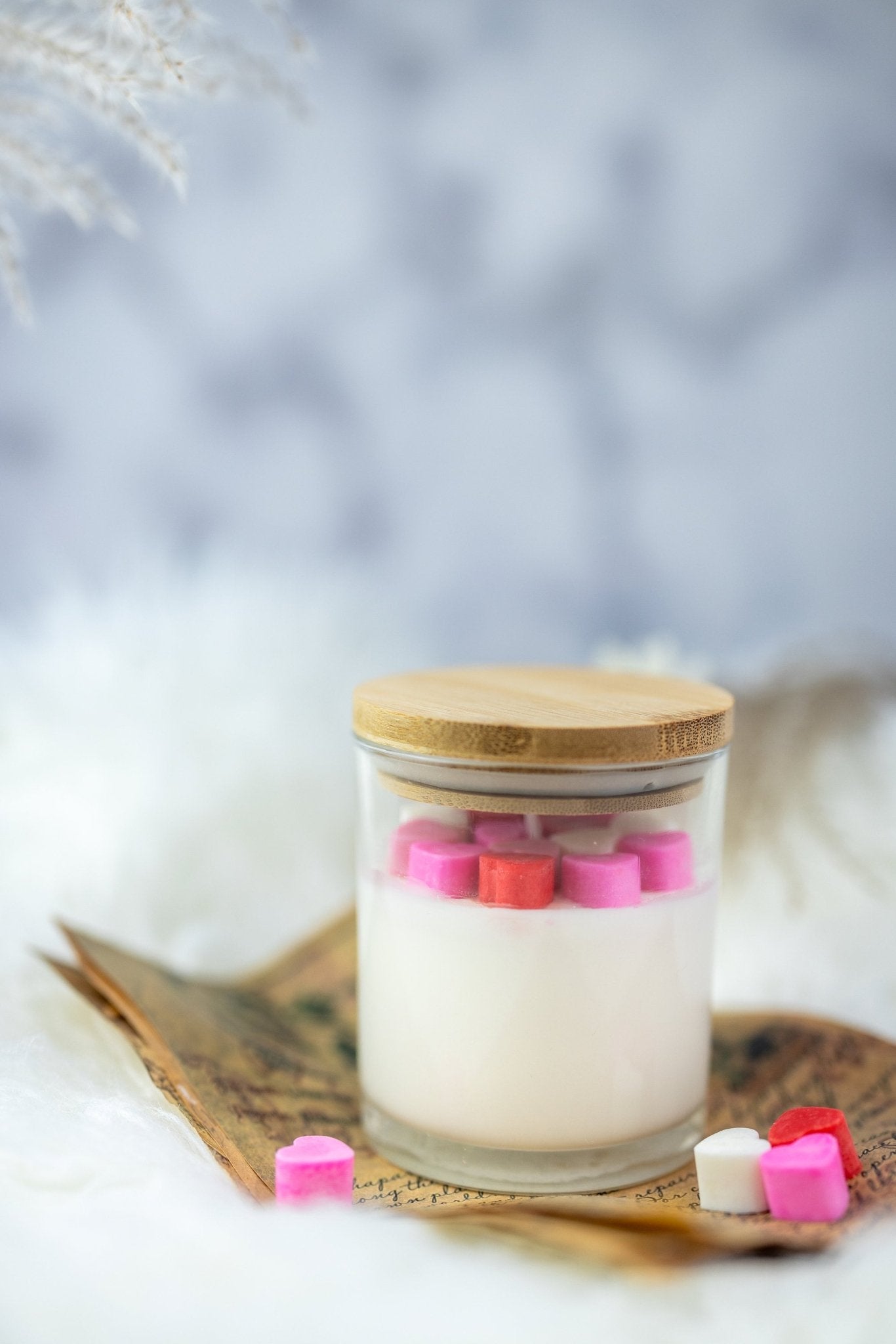 Falling Hearts Jar Candle | Heart Wax Melts | Valentines Day Candle | Love Candle | Heart Candle | Soy Candle | Handmade Candle | Gift Ideas