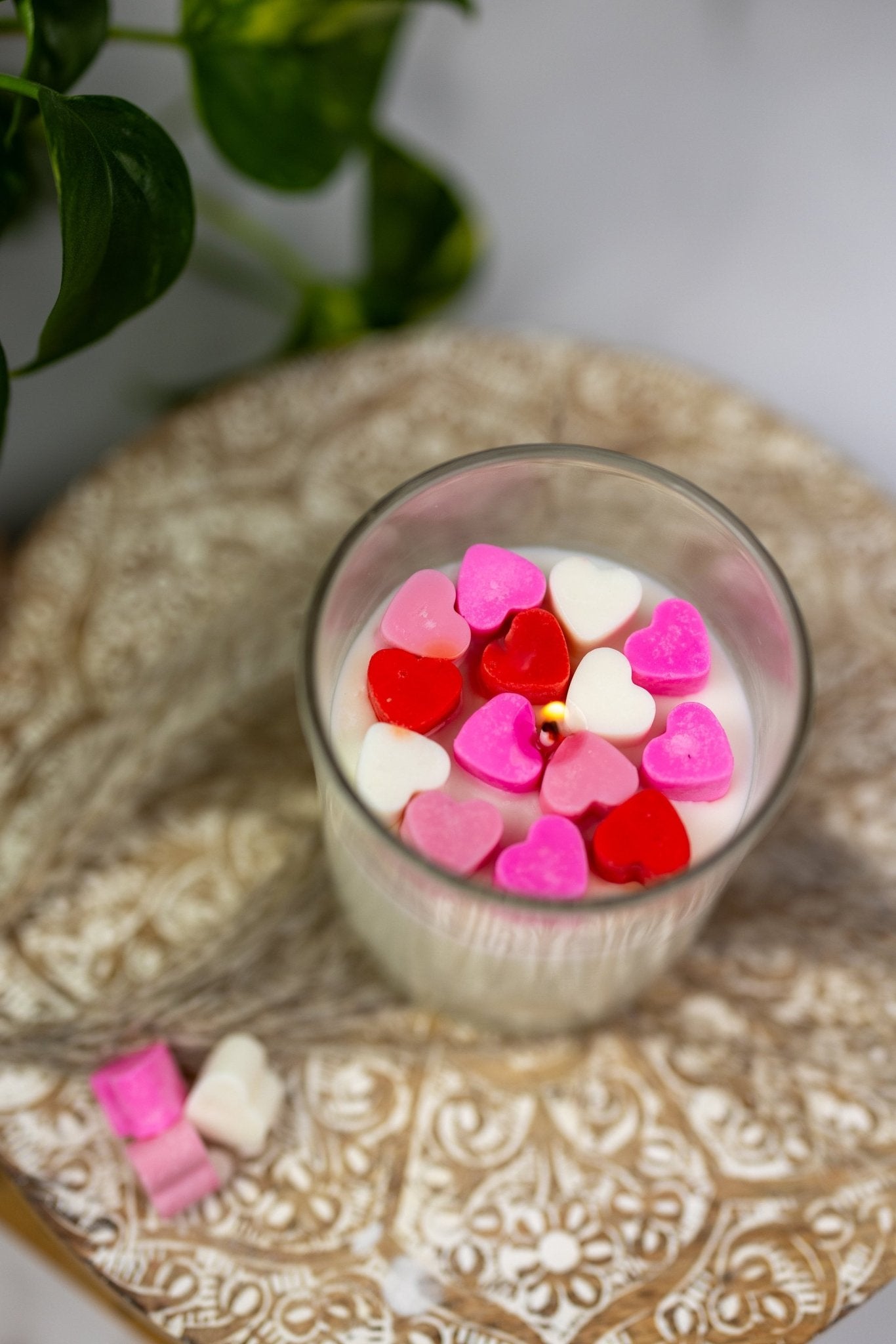 Falling Hearts Jar Candle | Heart Wax Melts | Valentines Day Candle | Love Candle | Heart Candle | Soy Candle | Handmade Candle | Gift Ideas