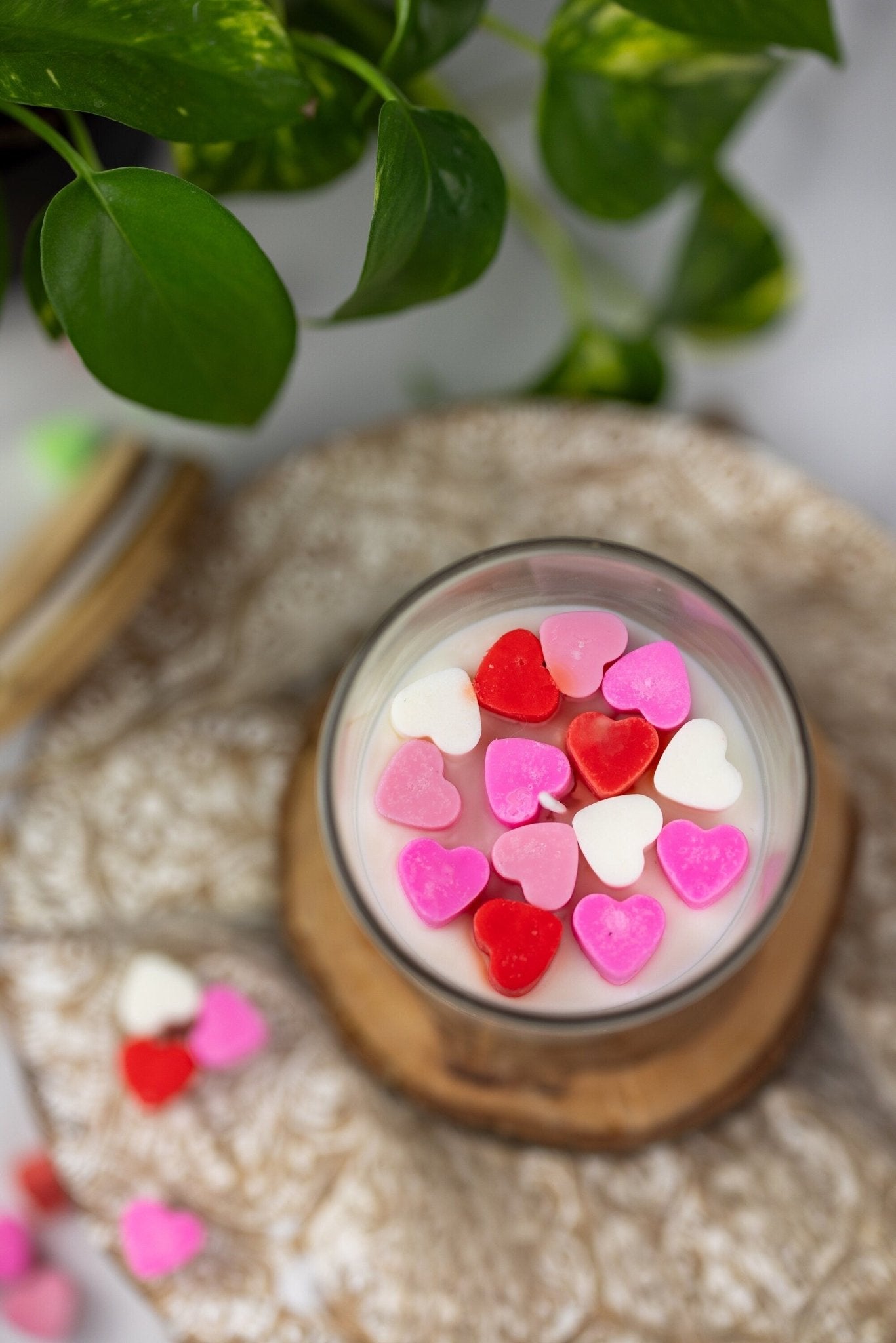 Falling Hearts Jar Candle | Heart Wax Melts | Valentines Day Candle | Love Candle | Heart Candle | Soy Candle | Handmade Candle | Gift Ideas