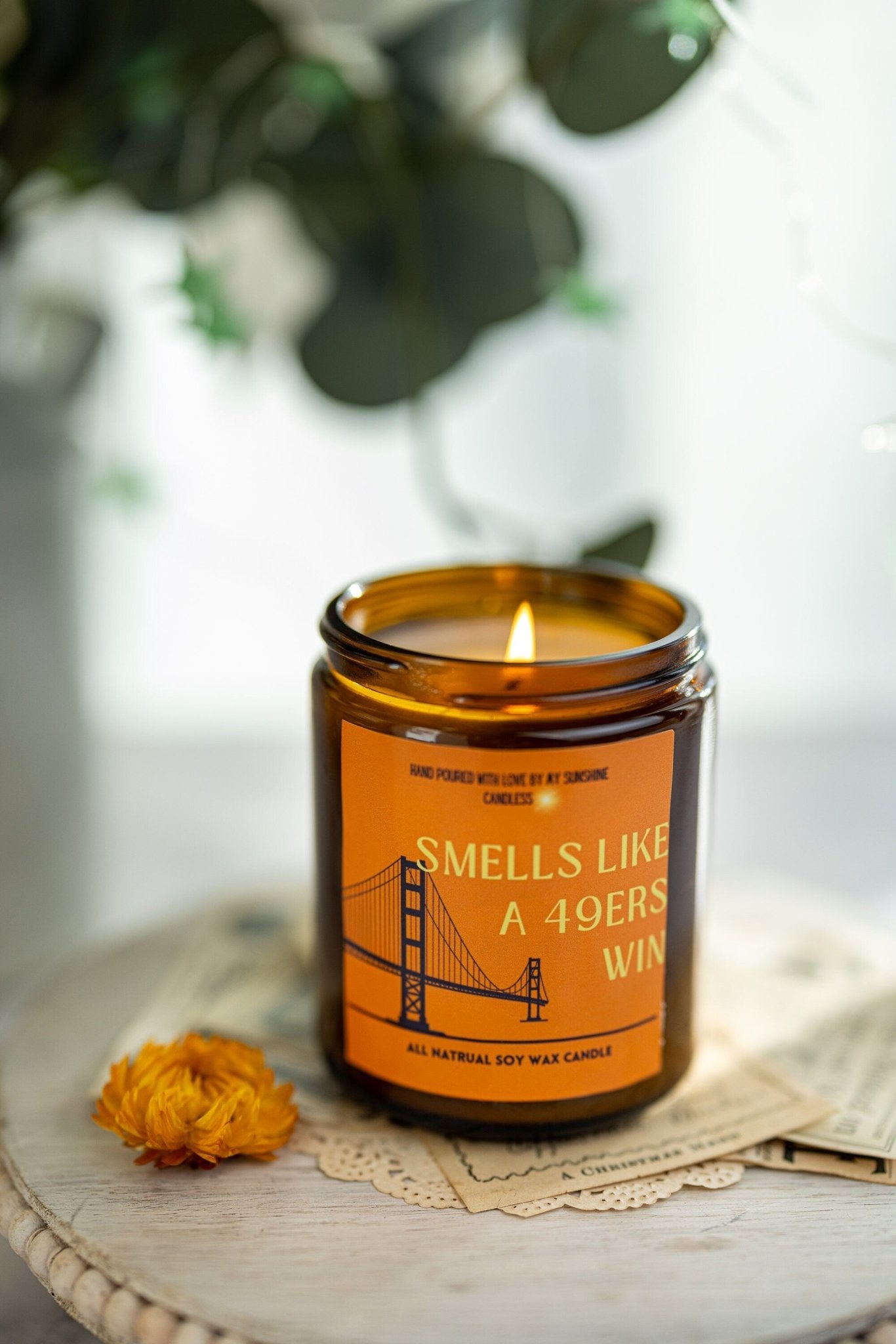Smells Like A 49ers Win Candle, San Francisco 49ers Candle, Sunday Funday Football Candle, Super bowl 2024 candle, Candle Amber Jar 8oz