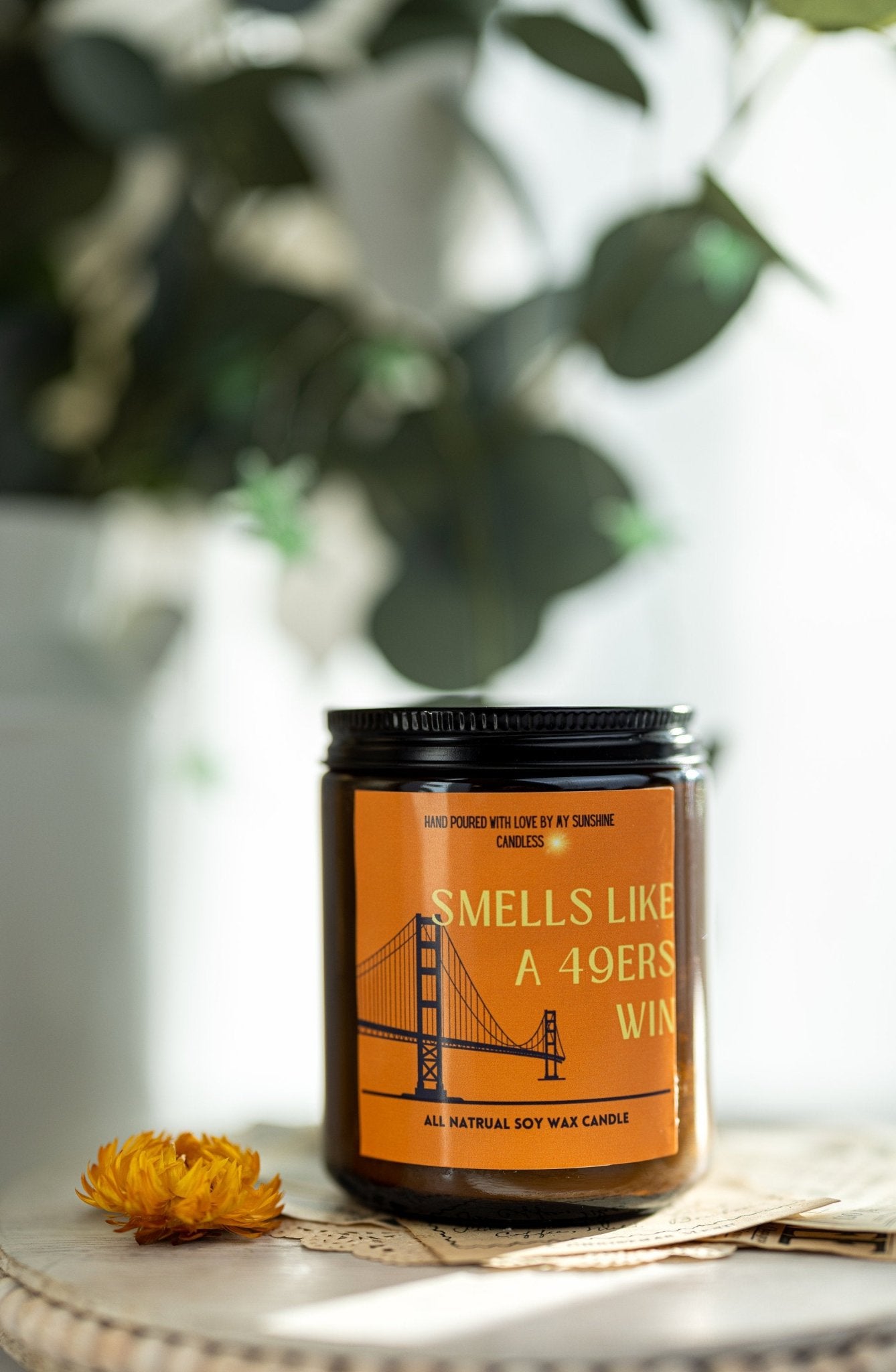 Smells Like A 49ers Win Candle, San Francisco 49ers Candle, Sunday Funday Football Candle, Super bowl 2024 candle, Candle Amber Jar 8oz