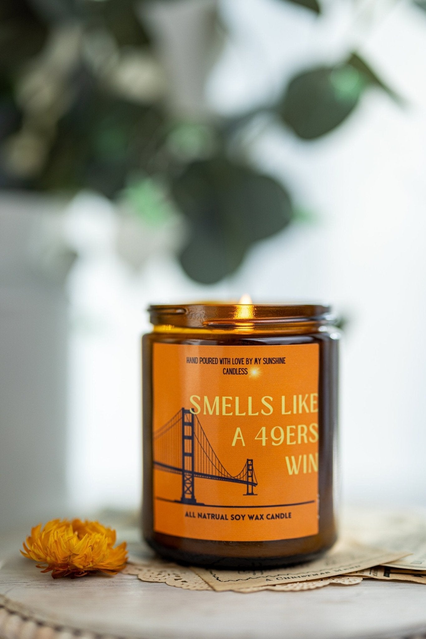 Smells Like A 49ers Win Candle, San Francisco 49ers Candle, Sunday Funday Football Candle, Super bowl 2024 candle, Candle Amber Jar 8oz