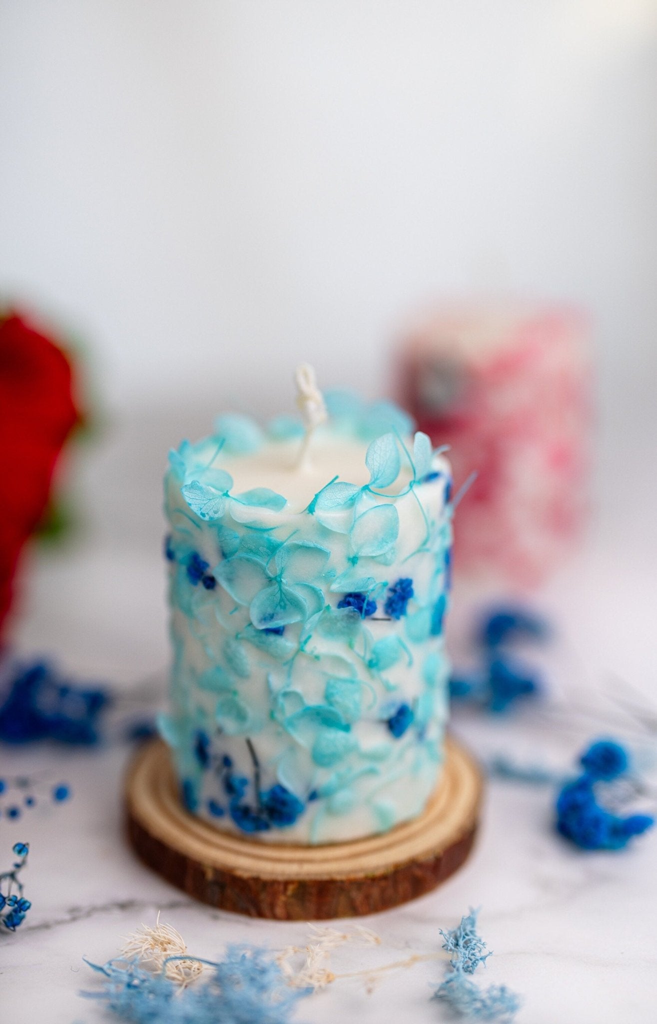 Botanical candle with pressed dried flowers, housewarming gift, best friend gift, floral soy candle, thinking of you gift, table decor