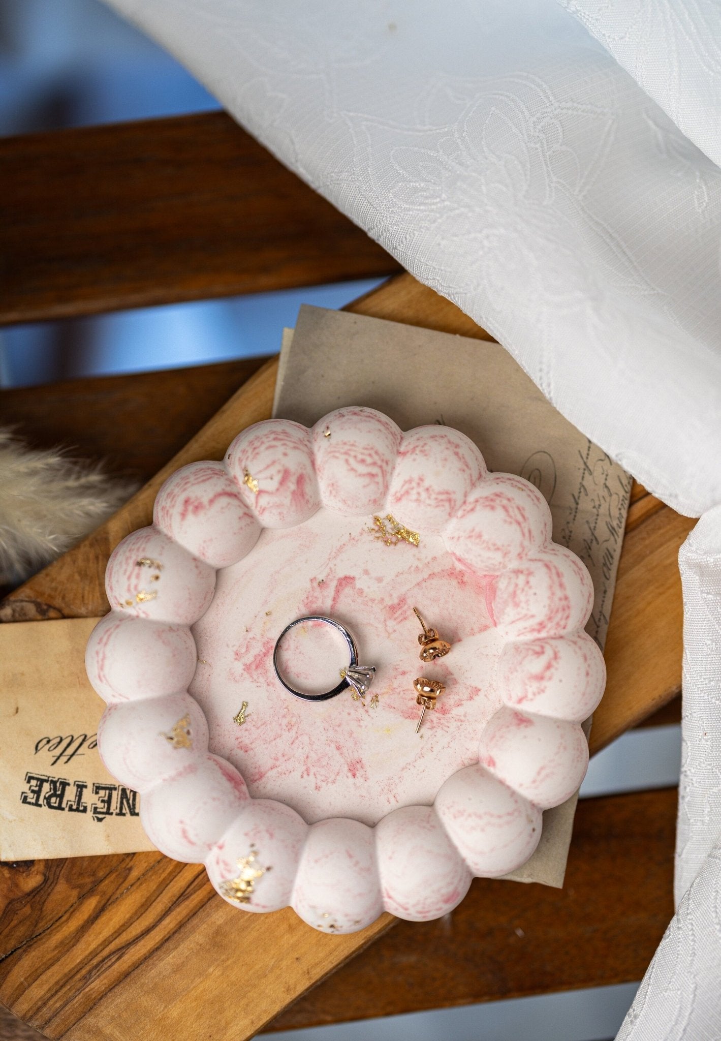 Bubble Jewelry Dish, Decorative Catch All, Mid Century Modern, Jesmonite Tray, Jewelry Dish