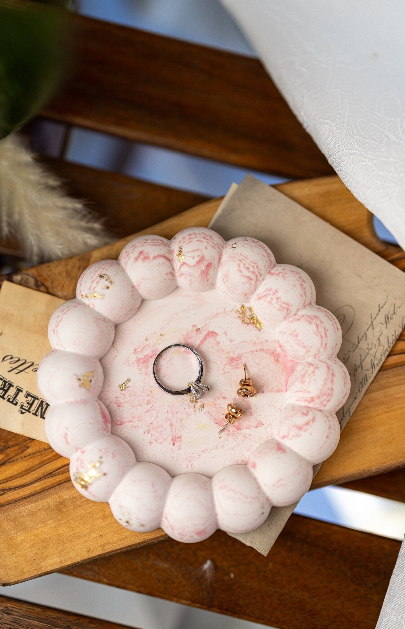 Bubble Jewelry Dish, Decorative Catch All, Mid Century Modern, Jesmonite Tray, Jewelry Dish