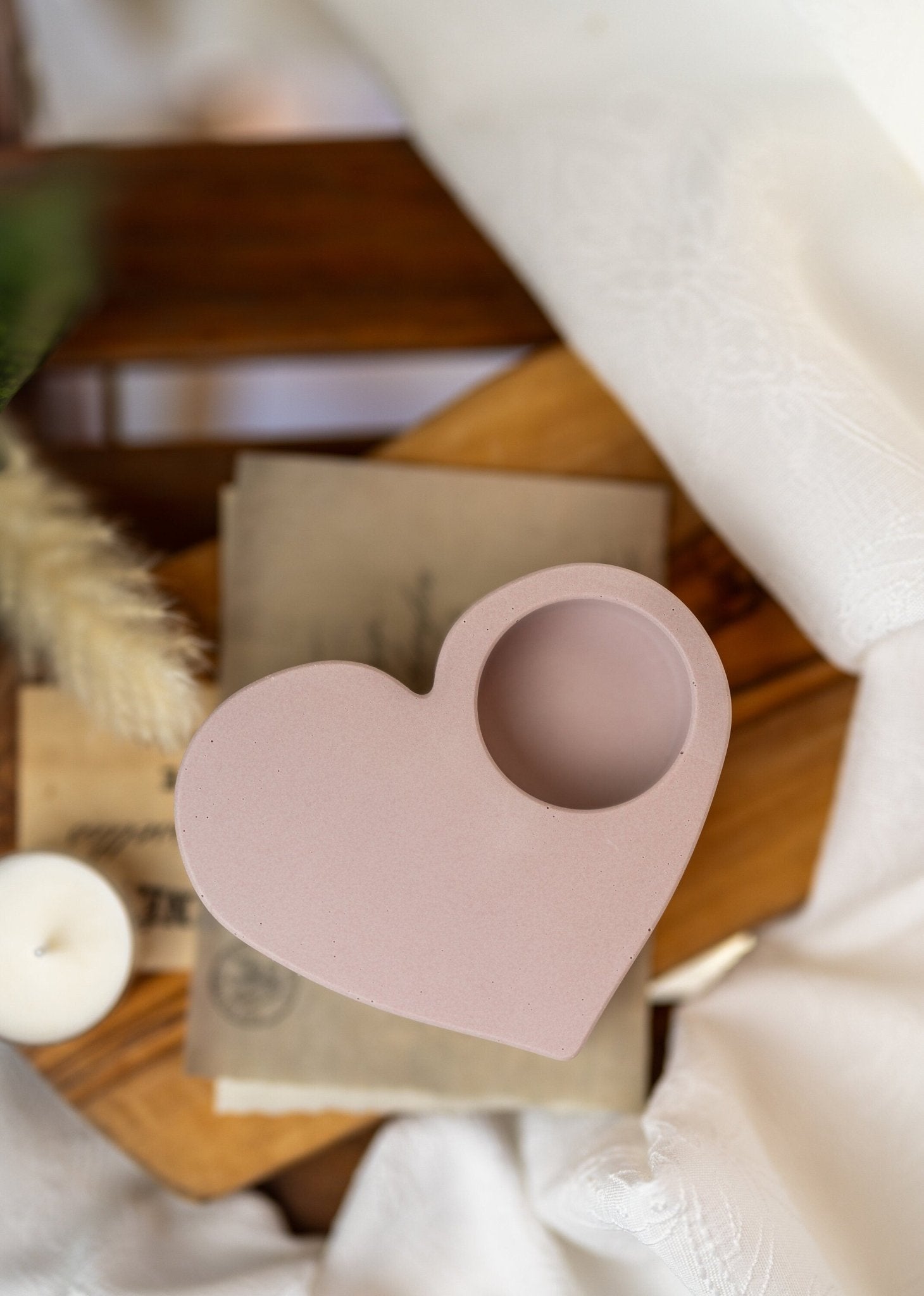 Heart Shape Candle Holders Mother's Day Gift Heart Ornament Large Concrete Hearts,Unique Candle Holder