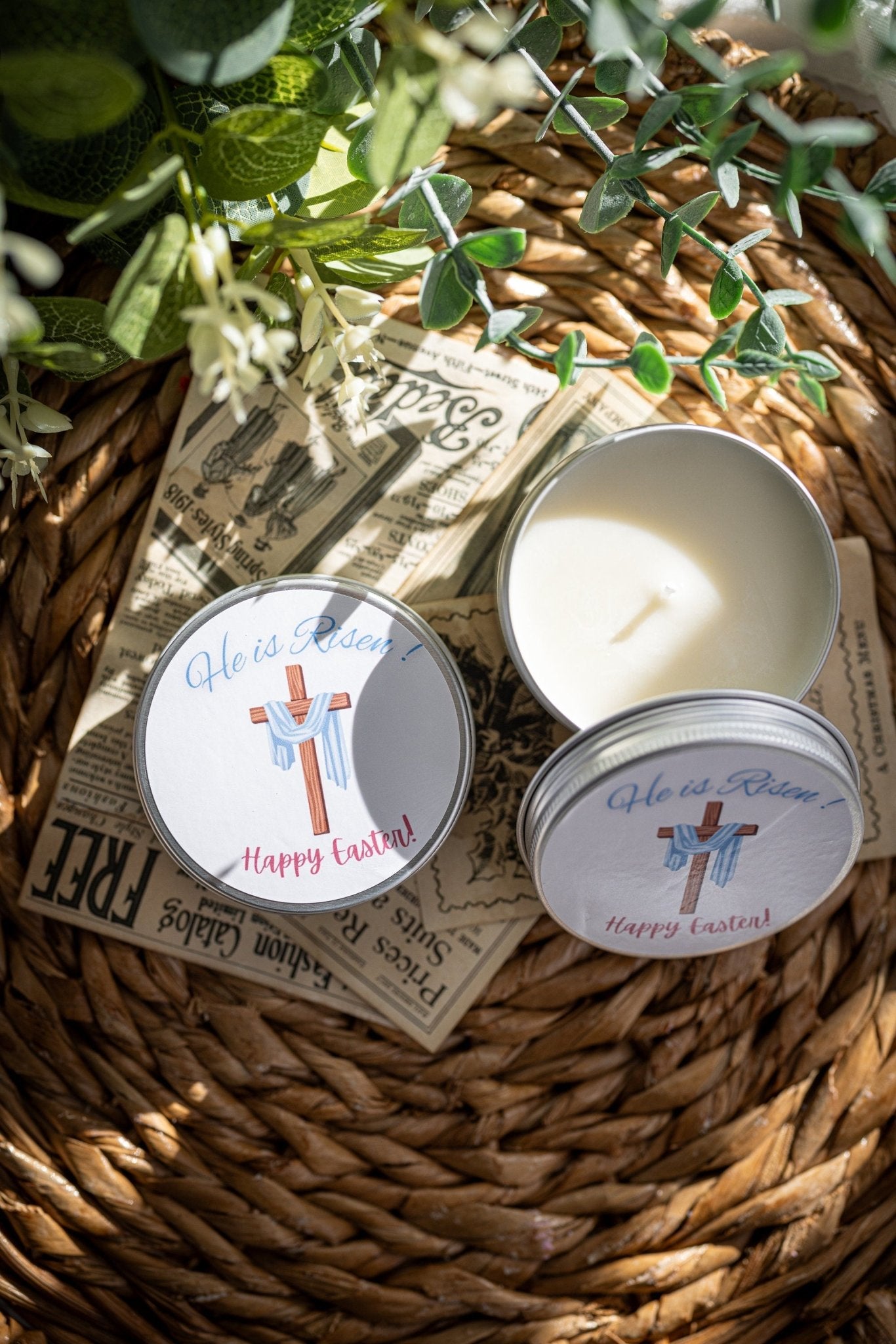 Easter Candle Favors - Happy Easter Favors for Guests, Christian Candle Favor, Bulk Candles, Easter Keepsake, Easter Tins Candle,Easter Gift