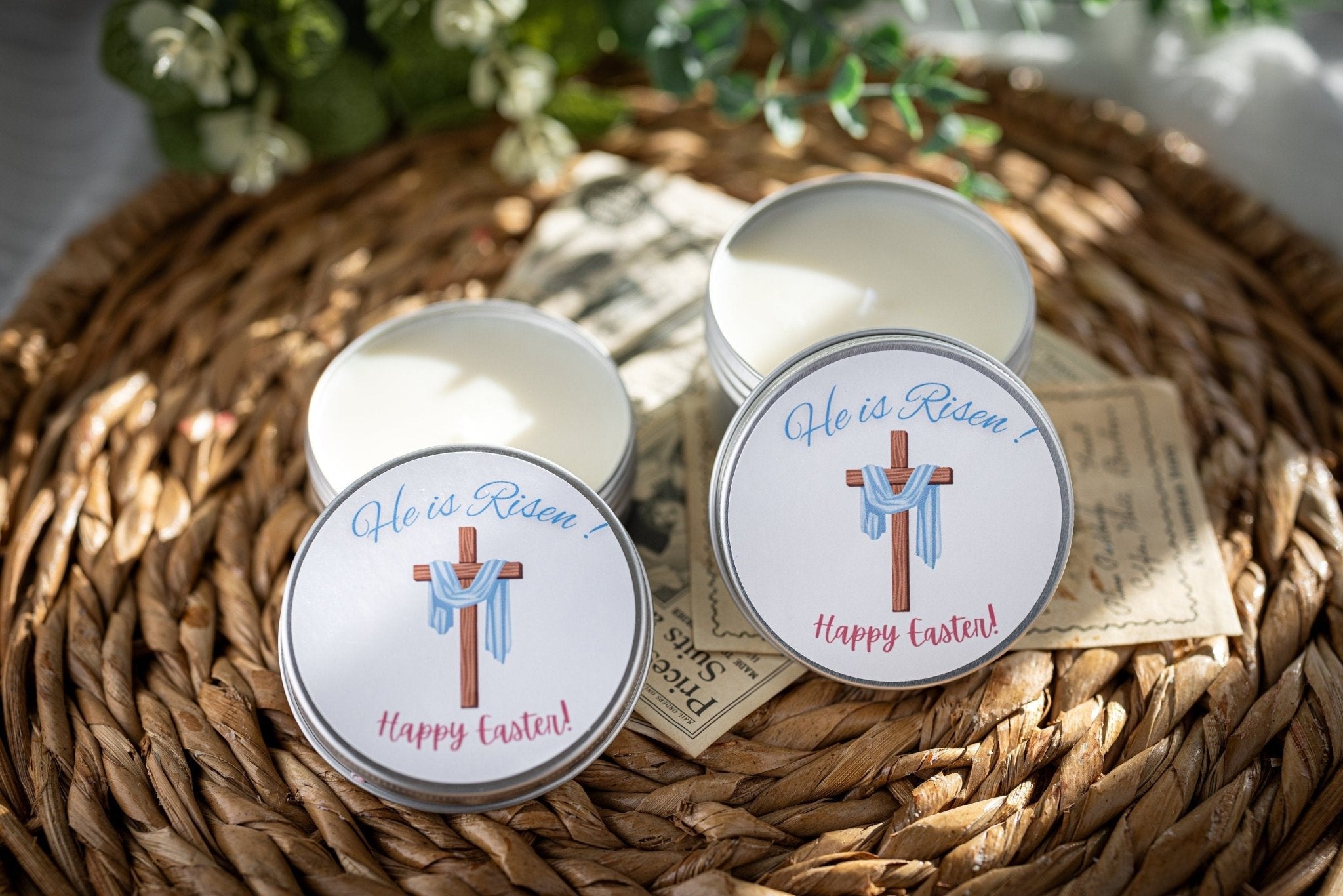 Easter Candle Favors - Happy Easter Favors for Guests, Christian Candle Favor, Bulk Candles, Easter Keepsake, Easter Tins Candle,Easter Gift