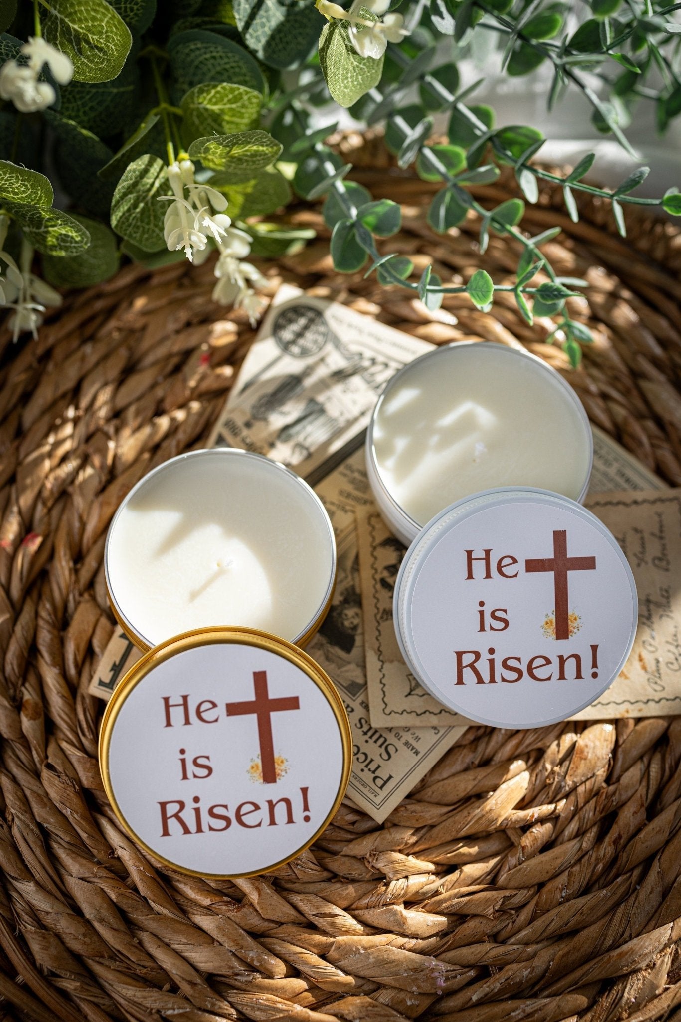 Easter Candle Favors - Happy Easter Favors for Guests, Christian Candle Favor, Bulk Candles, Easter Tins Candle