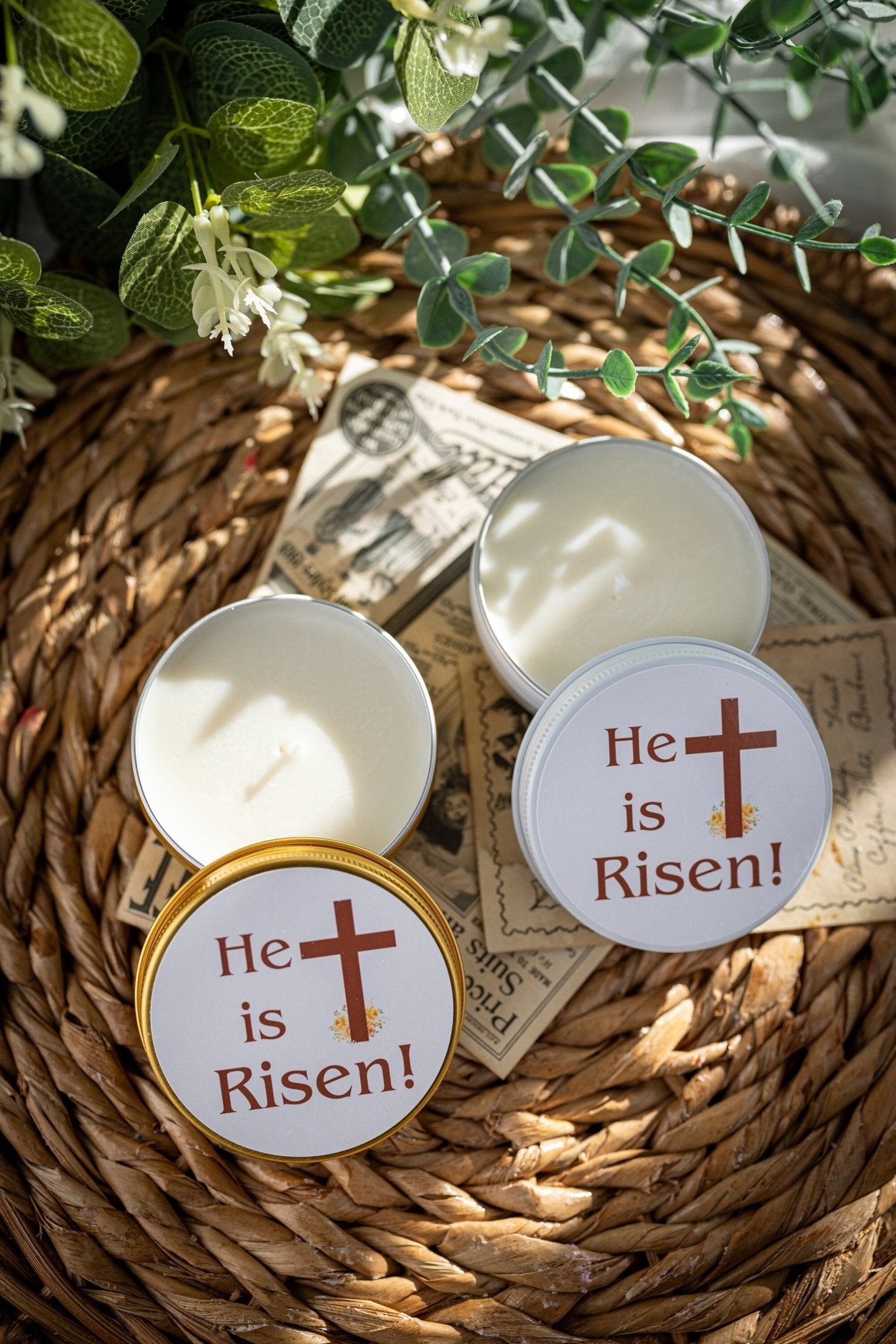 Easter Candle Favors - Happy Easter Favors for Guests, Christian Candle Favor, Bulk Candles, Easter Tins Candle