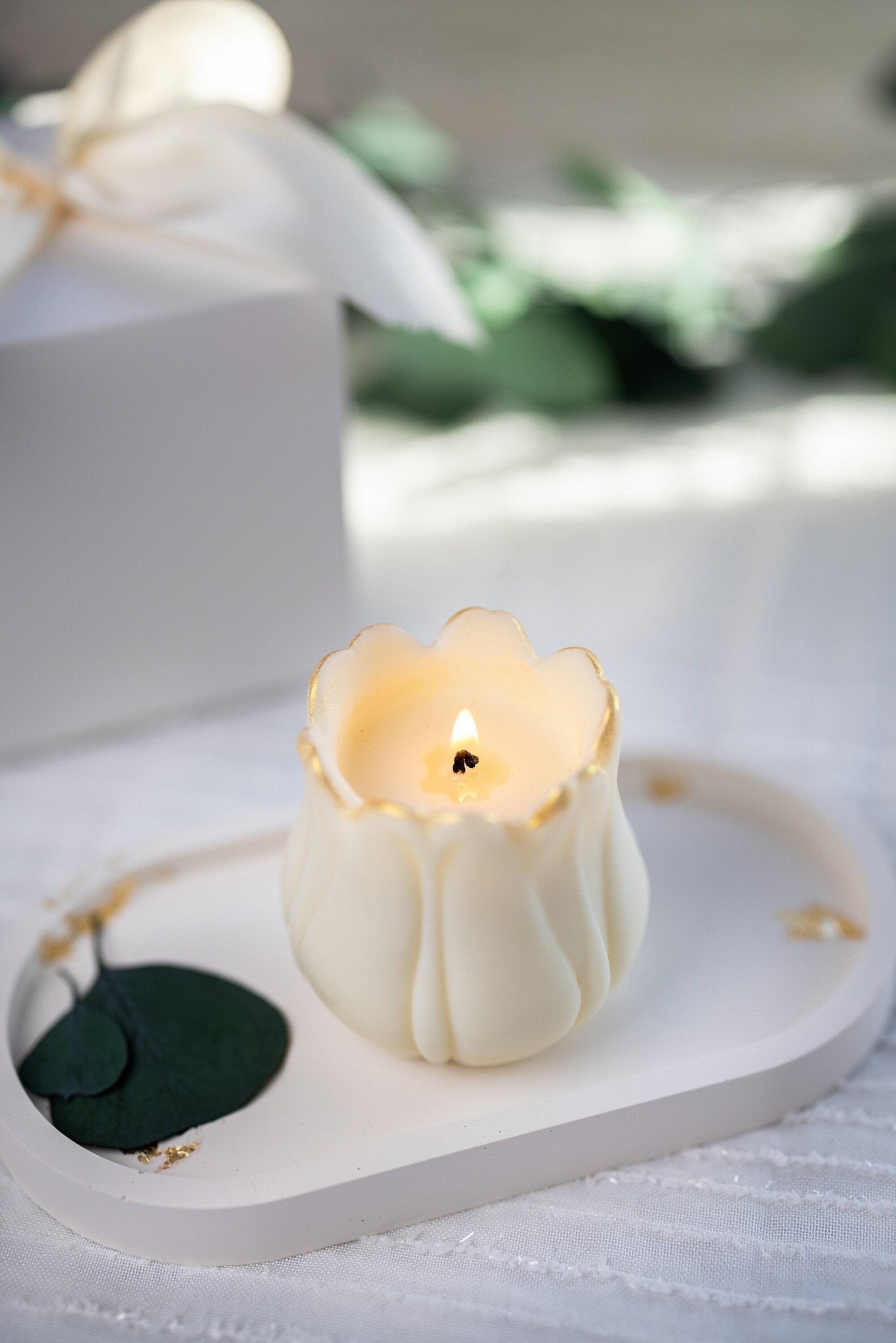 Golden Unique Tulip Candles, Handmade Tulip Candle, Bridesmaid Gift, Wedding Favor, Flower Tulip, Mother's Day Gift, Housewarming Gift