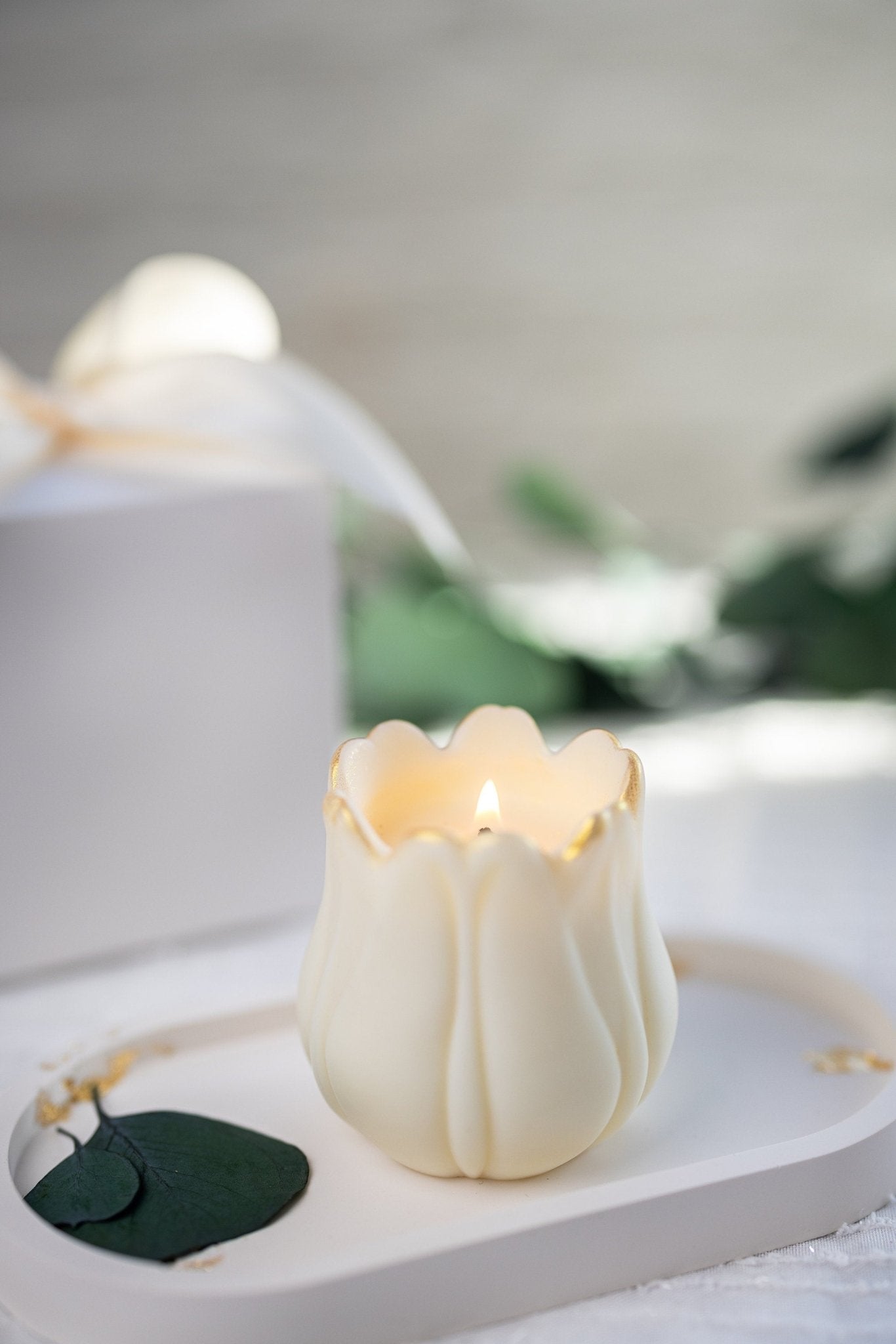 Golden Unique Tulip Candles, Handmade Tulip Candle, Bridesmaid Gift, Wedding Favor, Flower Tulip, Mother's Day Gift, Housewarming Gift
