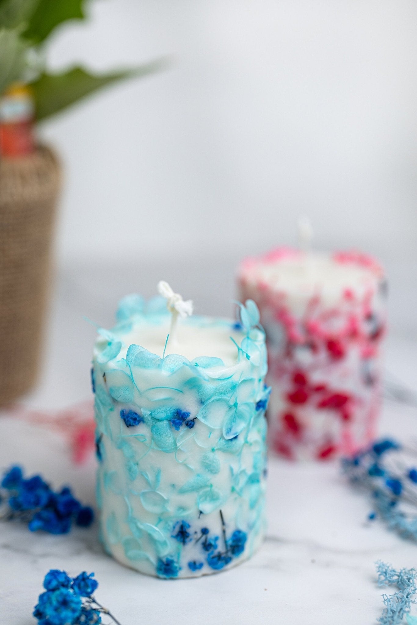 Botanical candle with pressed dried flowers, housewarming gift, best friend gift, floral soy candle, thinking of you gift, table decor