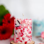 Botanical candle with pressed dried flowers, housewarming gift, best friend gift, floral soy candle, thinking of you gift, Pink Flowers