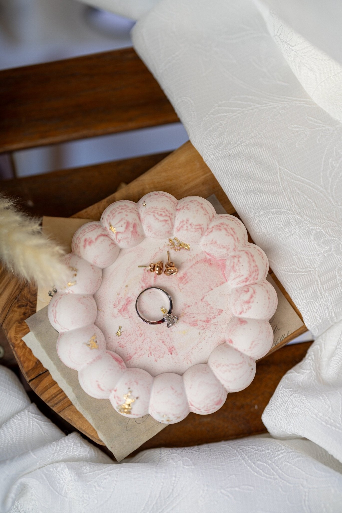 Bubble Jewelry Dish, Decorative Catch All, Mid Century Modern, Jesmonite Tray, Jewelry Dish