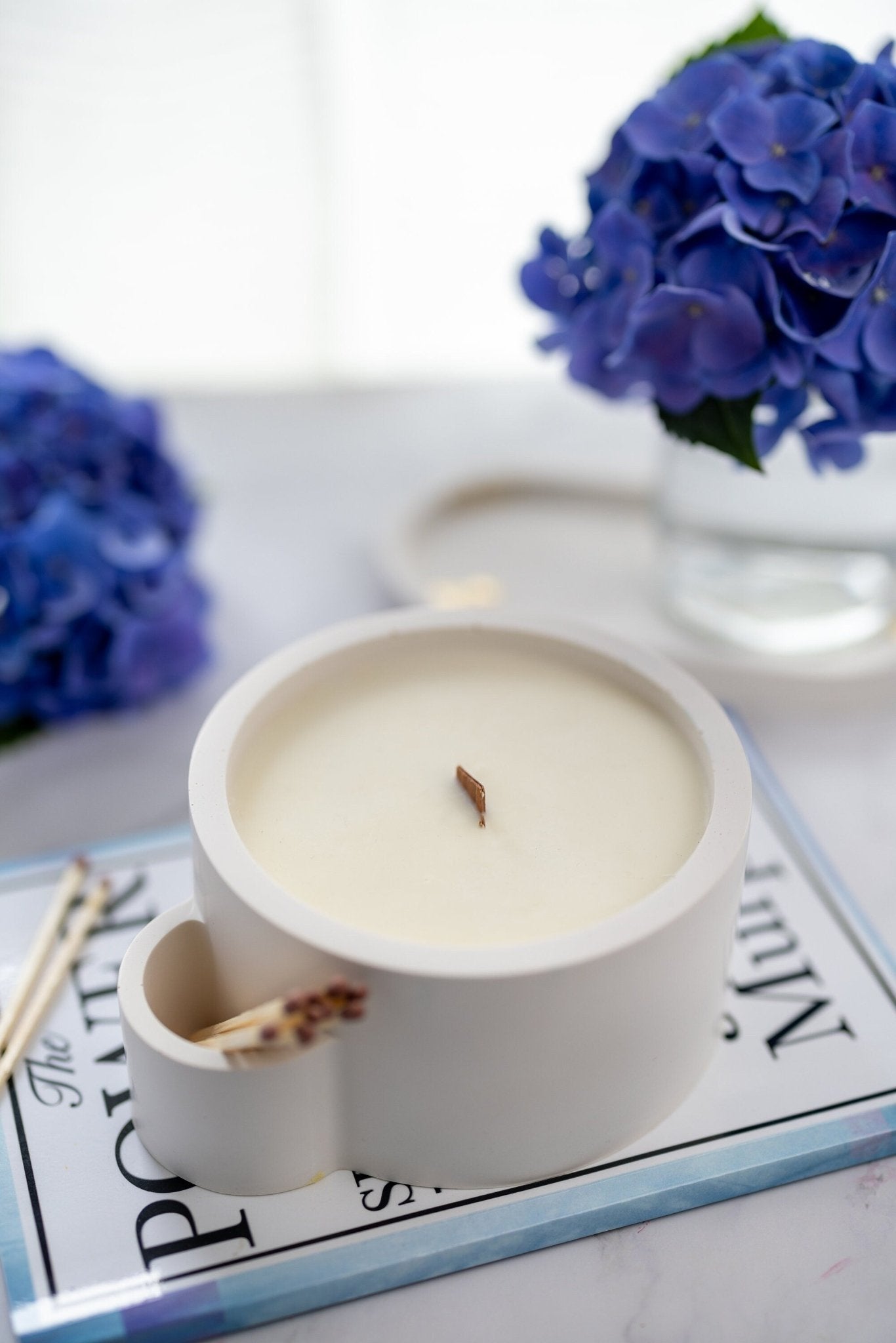 Concrete Vessel Candle  Match Holder , Jesmonite Resin ,Flower Pot, Large Candle with Matches