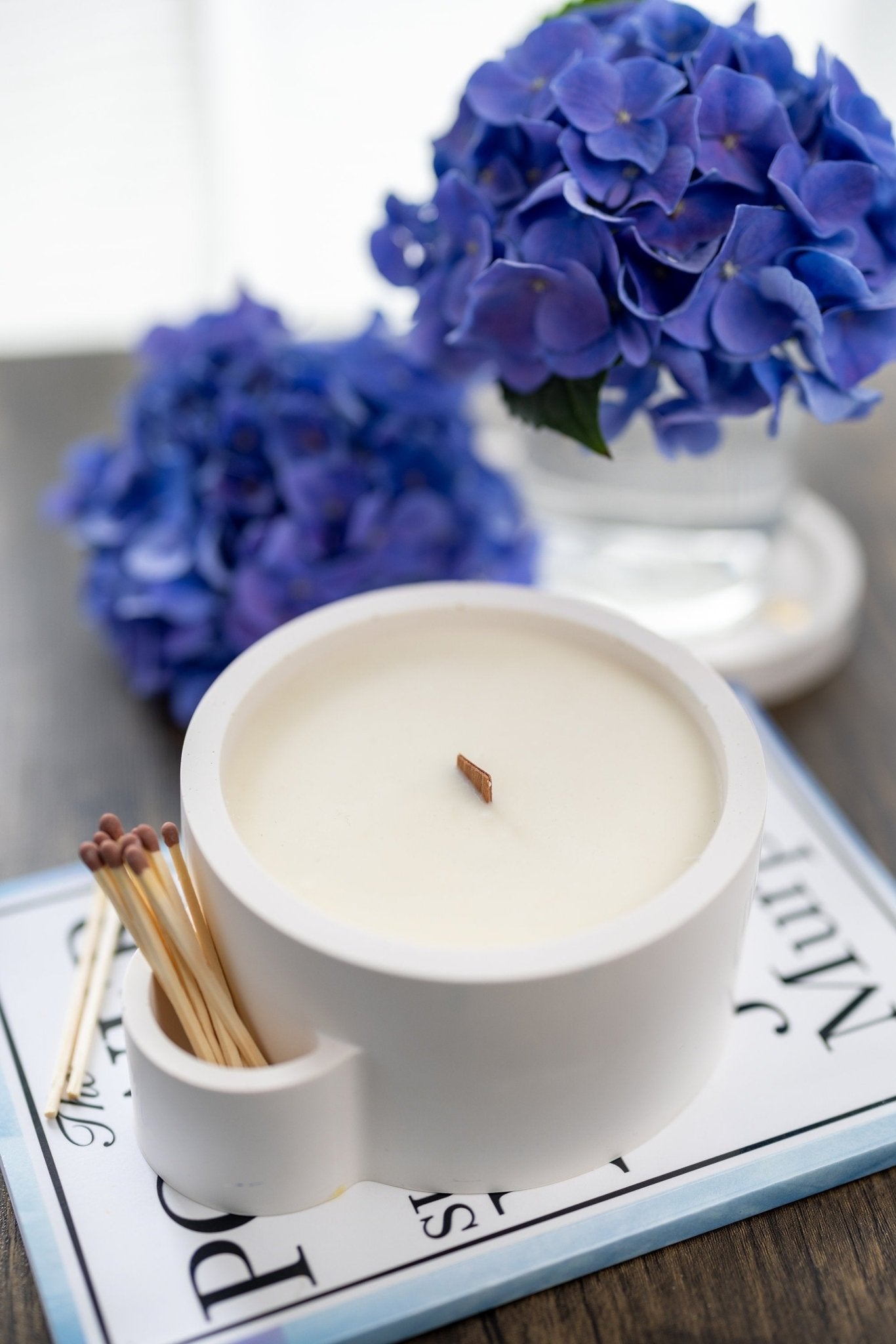 Concrete Vessel Candle  Match Holder , Jesmonite Resin ,Flower Pot, Large Candle with Matches