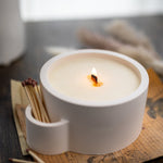 Concrete Vessel Candle  Match Holder , Jesmonite Resin ,Flower Pot, Large Candle with Matches