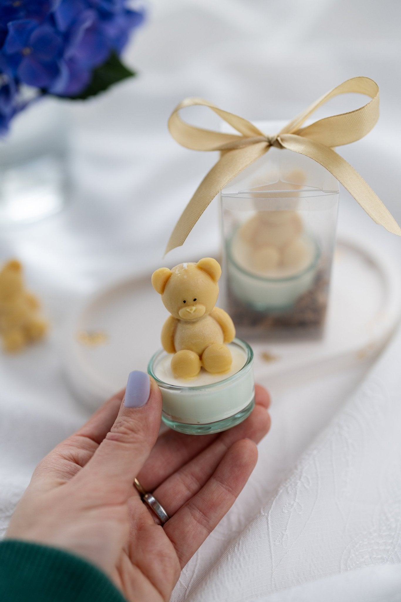 Mini Teddy Bear Candle Favors , Perfect for Bear Parties , Mimi Bear Candles for Baby Showers & Birthdays
