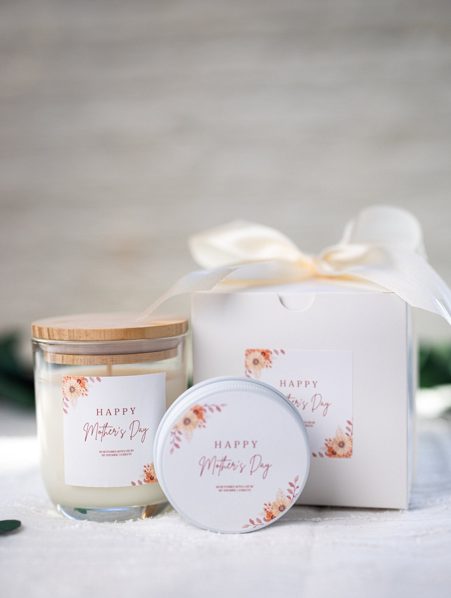 Mother's Day Gift Basket,Candle Gift Set//Personalized Mother's Day Gift,Choose Your Scent,Floral Mother's Day Gift,Gift Trio Set