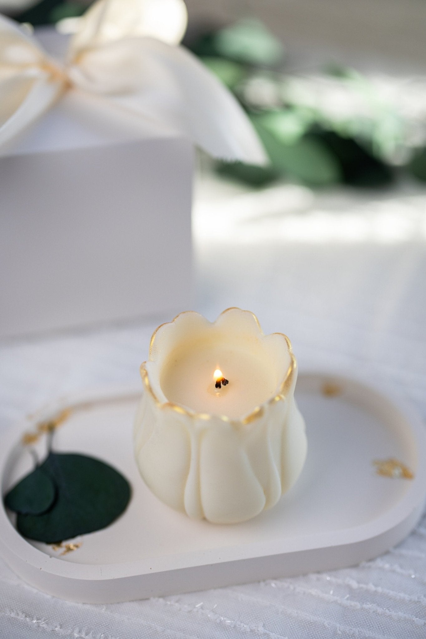 Golden Unique Tulip Candles, Handmade Tulip Candle, Bridesmaid Gift, Wedding Favor, Flower Tulip, Mother's Day Gift, Housewarming Gift