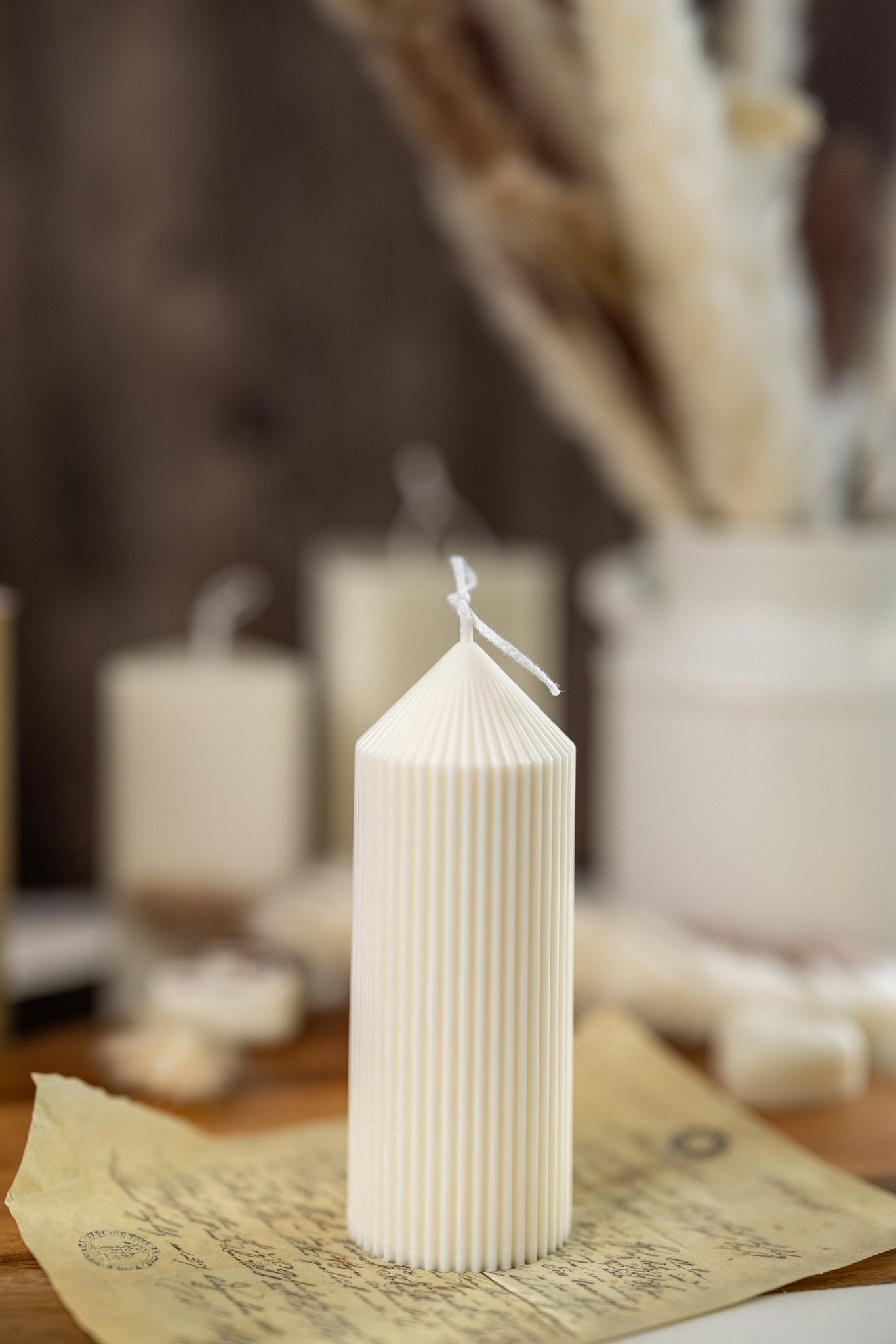 Ribbed Pillar Candle/Tall candles/Birthday Gift/Wedding decor/ Soy candle/Home decor