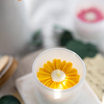 Daisy flower candle, Soy candle, flower candle favor,Chamomile Candle, White Jars Candle