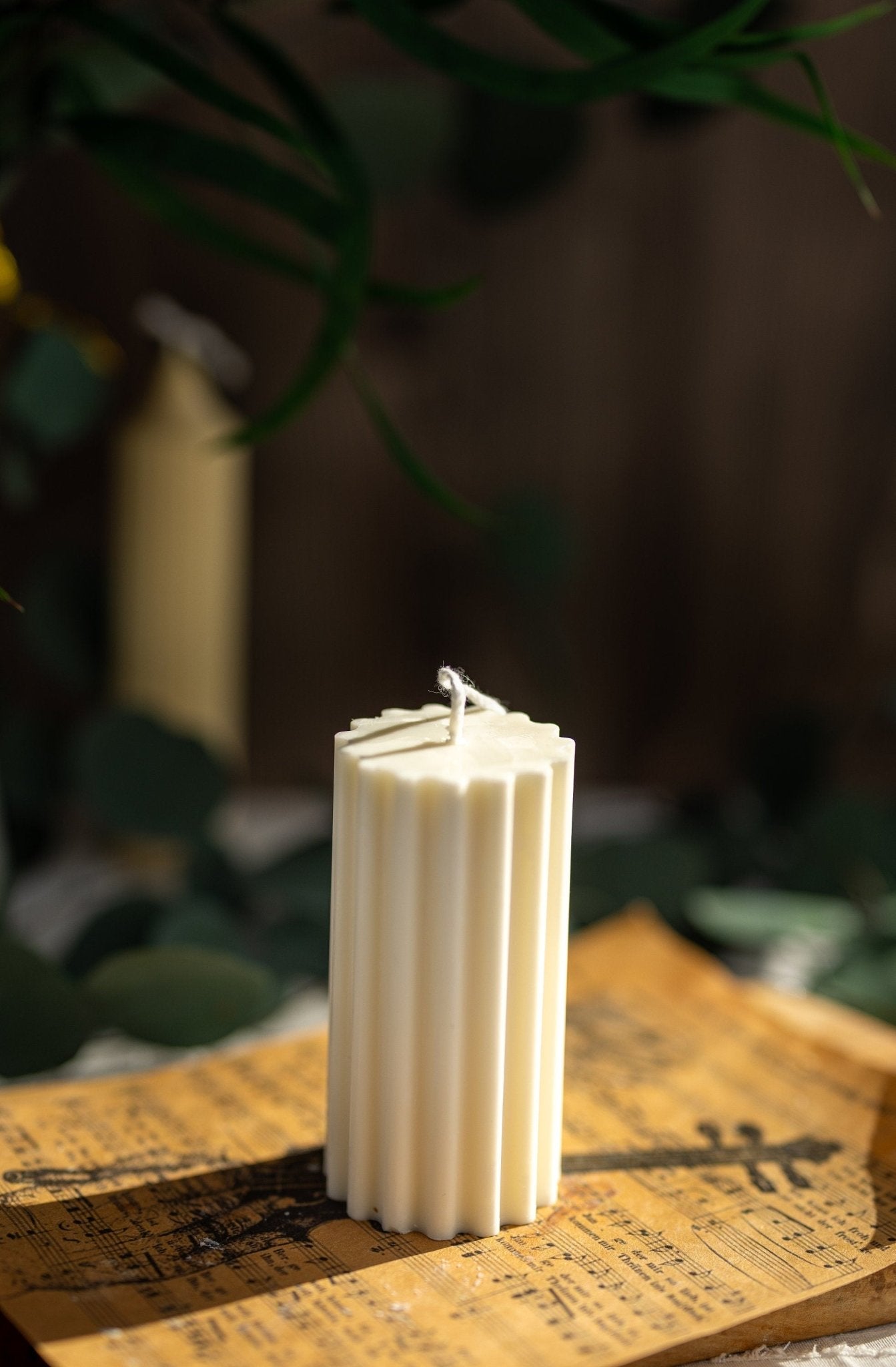 Ribbed Thick Pillar Candle/Scented/Anniversary/Pillar candle/Birthday gift/ Minimalist candle/Easter Decor/Wedding Decor