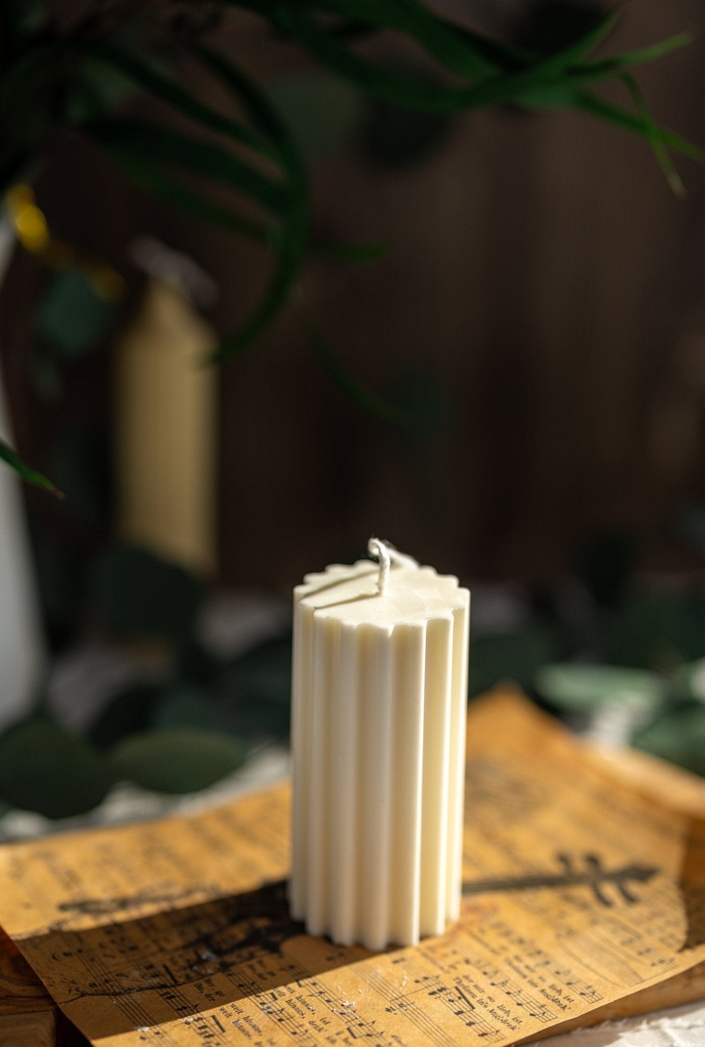 Ribbed Thick Pillar Candle/Scented/Anniversary/Pillar candle/Birthday gift/ Minimalist candle/Easter Decor/Wedding Decor