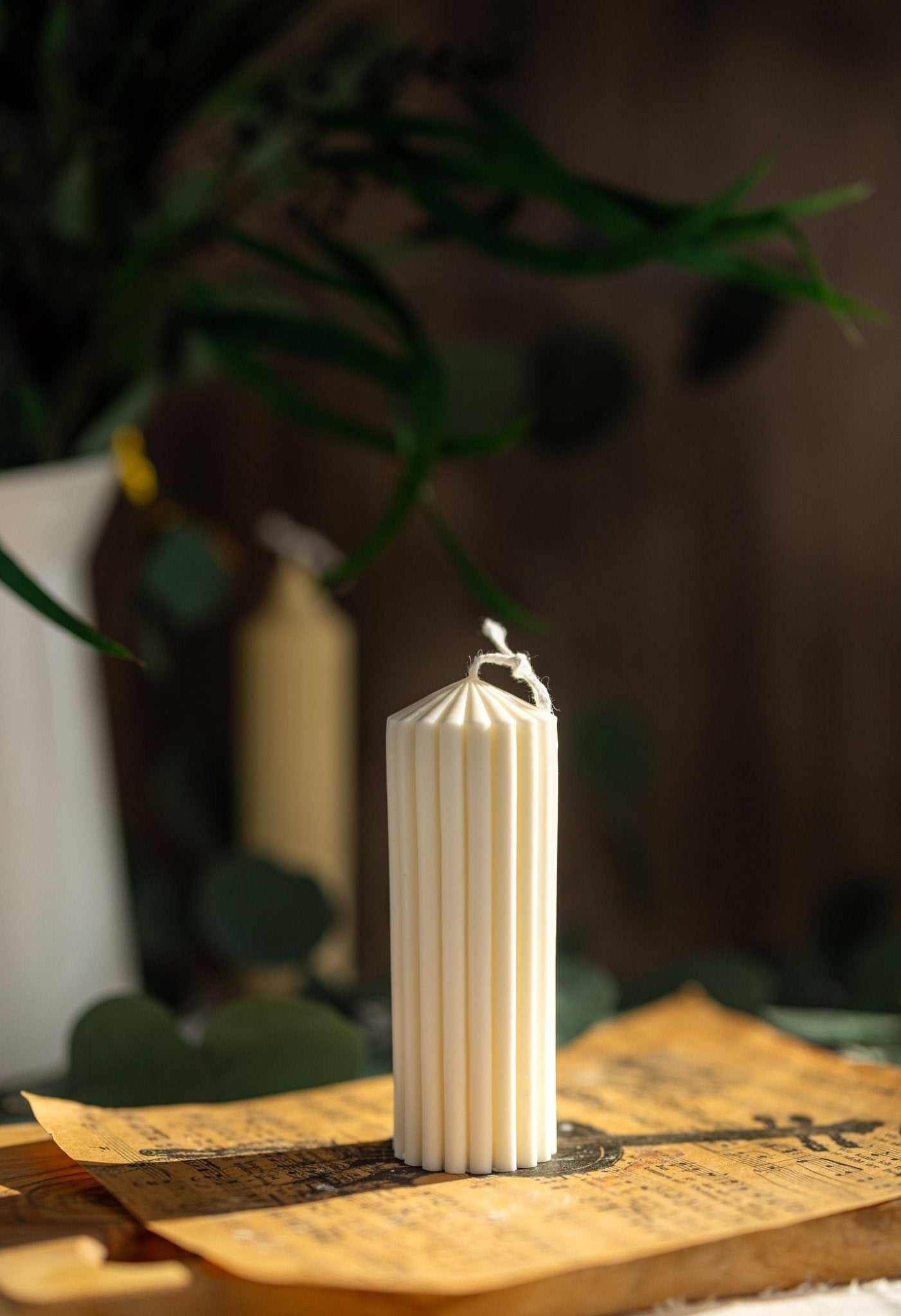 Ribbed Pillar Candle - Modern Geometric Soy Wax, Home Decor, Pick Your Color - MY Sunshine Candless