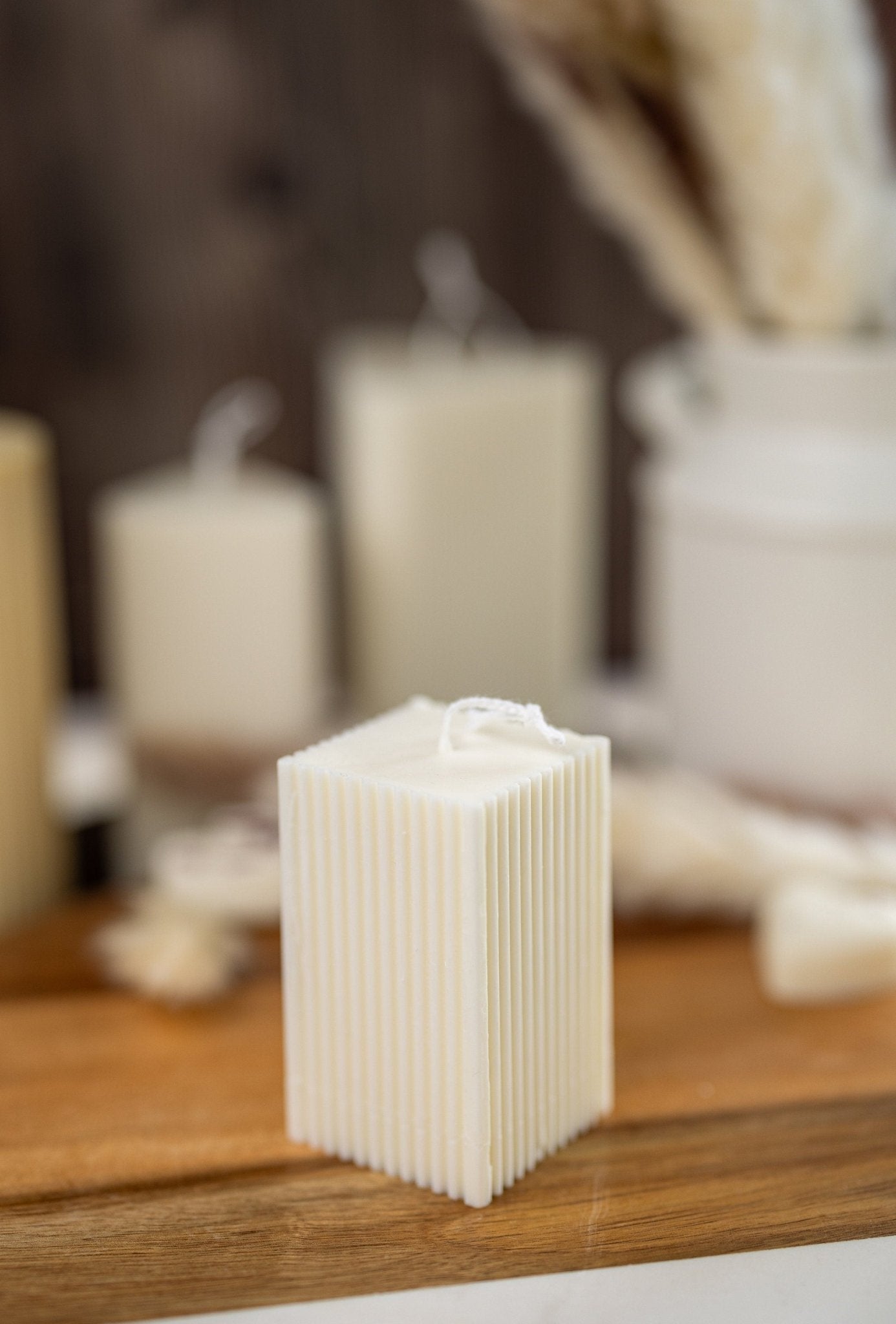 Geometric Square Pillar Candle /Tall Candle/Pillar Candle/ Ribbed Candle