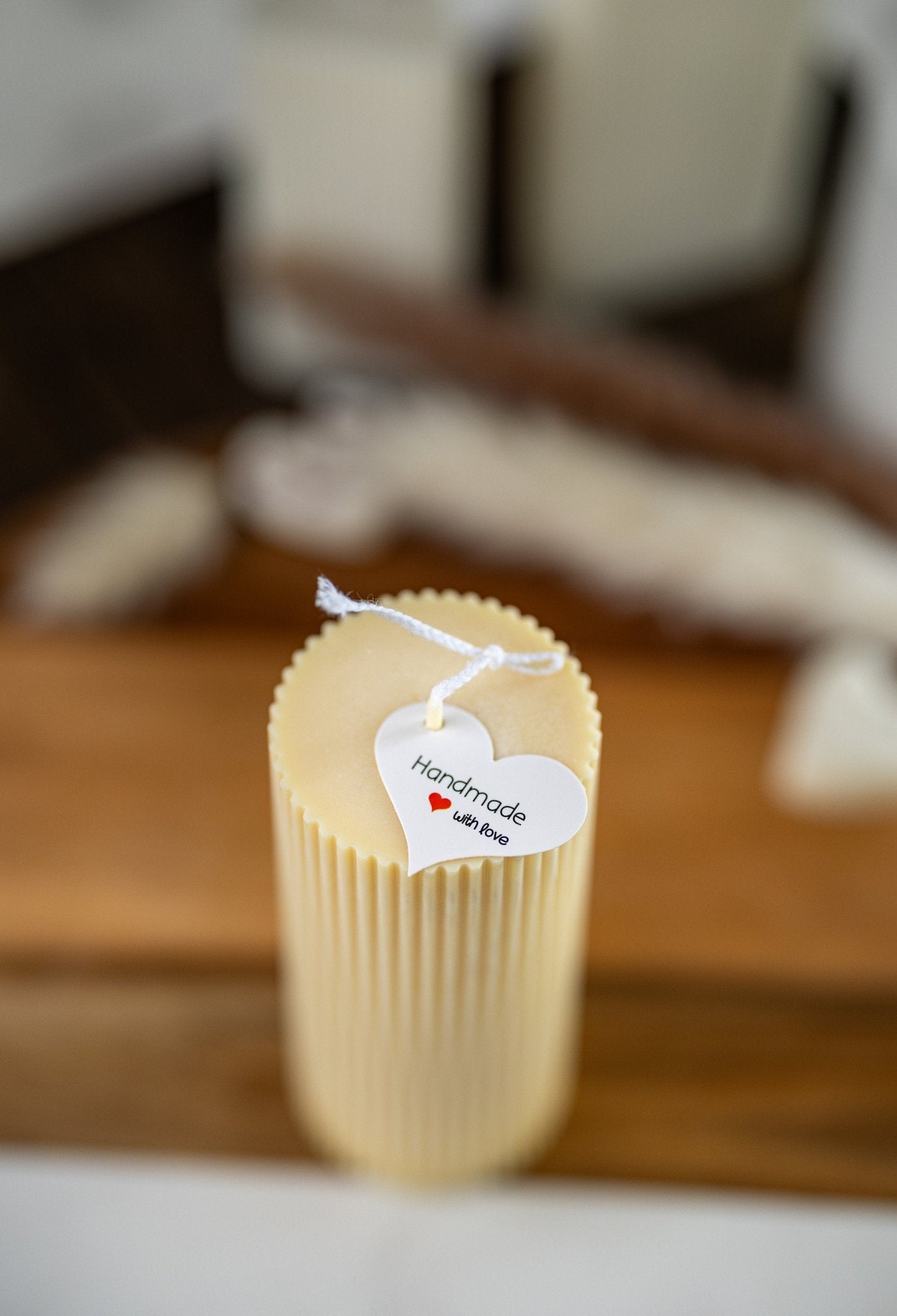 Large Ribbed Thick Pillar Candle/Scented/Birthday Gift/Wedding decor/ Soy candle/Home decor