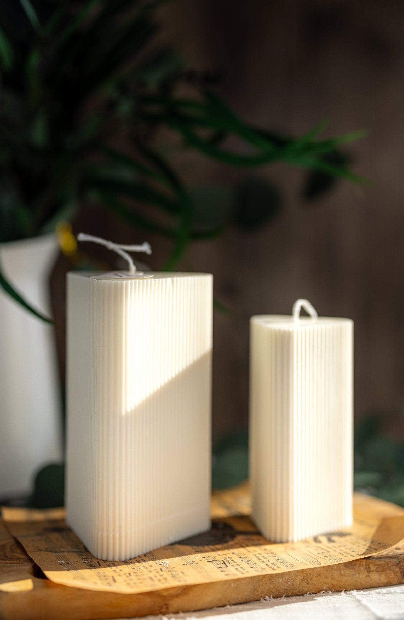 Triangle Ribbed Pillar Candle/ Large&Small shaped candle/ Minimalism/ Aesthetic, Handmade Candles/Home Decor