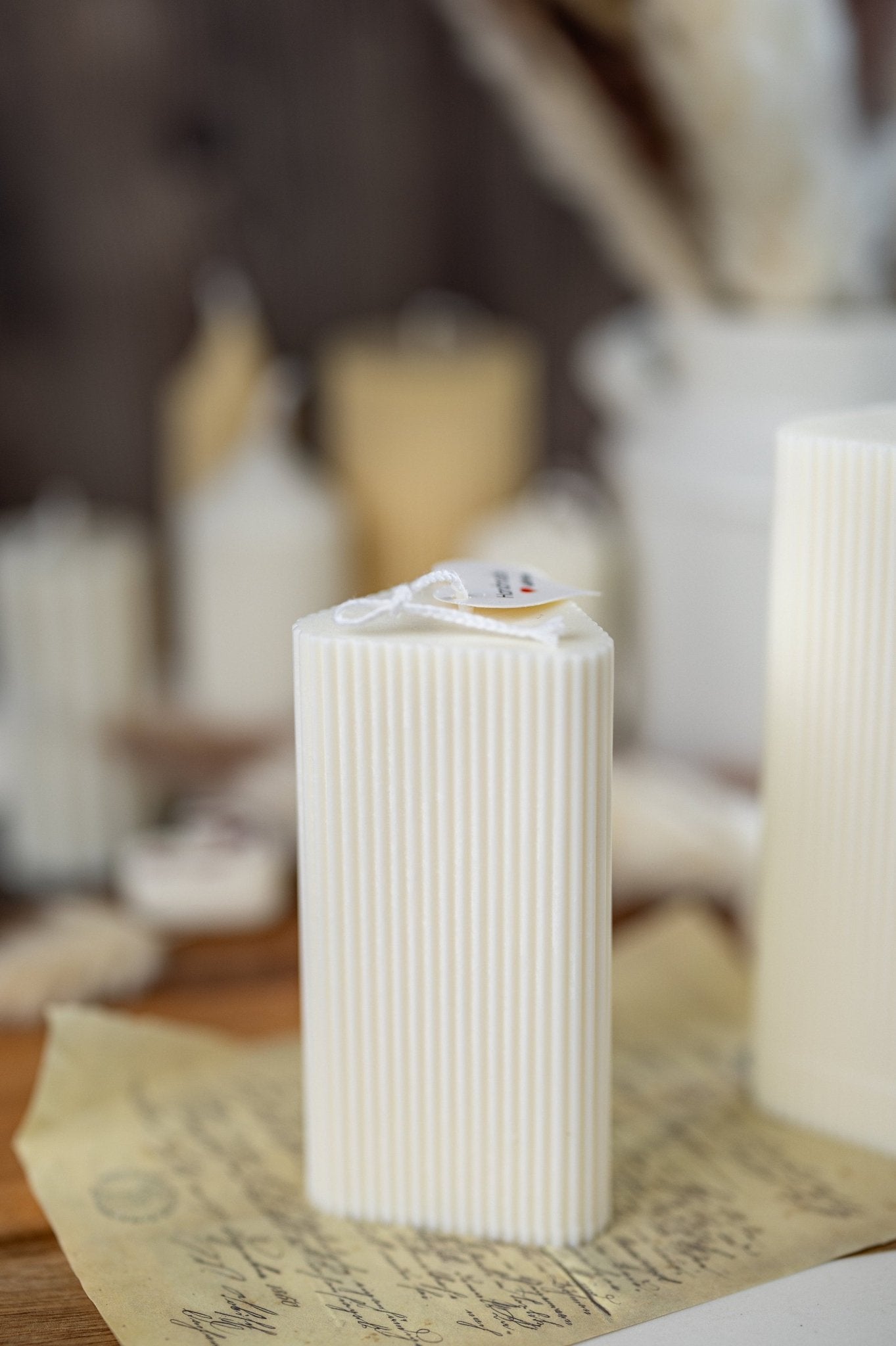 Triangle Ribbed Pillar Candle/ Large&Small shaped candle/ Minimalism/ Aesthetic, Handmade Candles/Home Decor