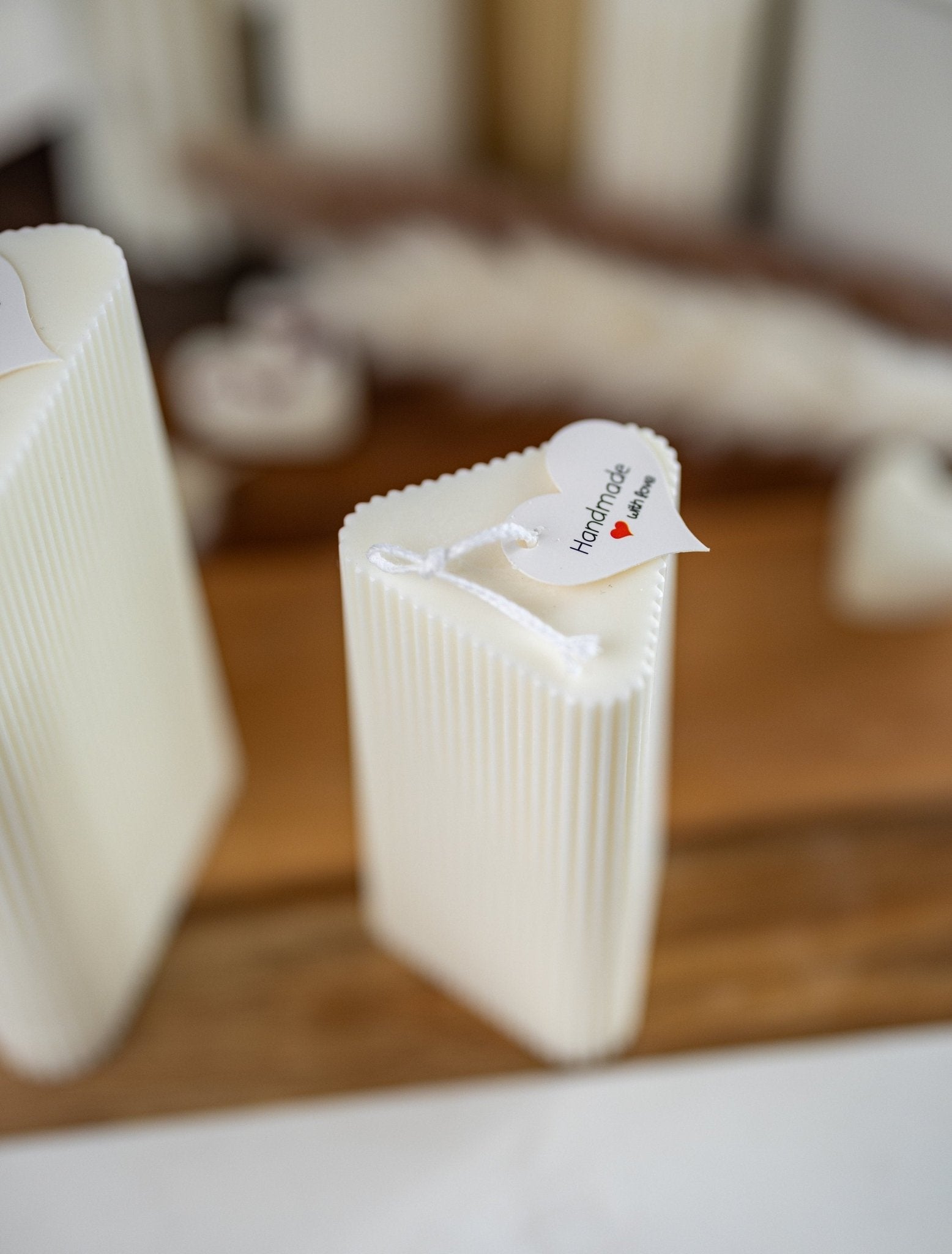 Triangle Ribbed Pillar Candle/ Large&Small shaped candle/ Minimalism/ Aesthetic, Handmade Candles/Home Decor