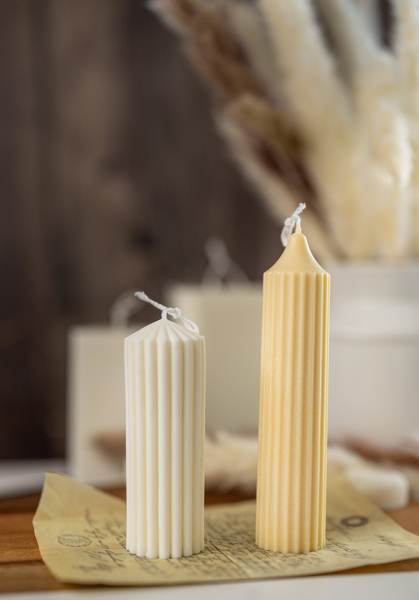Ribbed Pillar Candle/ Geometric Candle/ Striped Candle, Column Candle/ Minimalist Home Decor/ Pillar Candle/ Natural Soy Wax