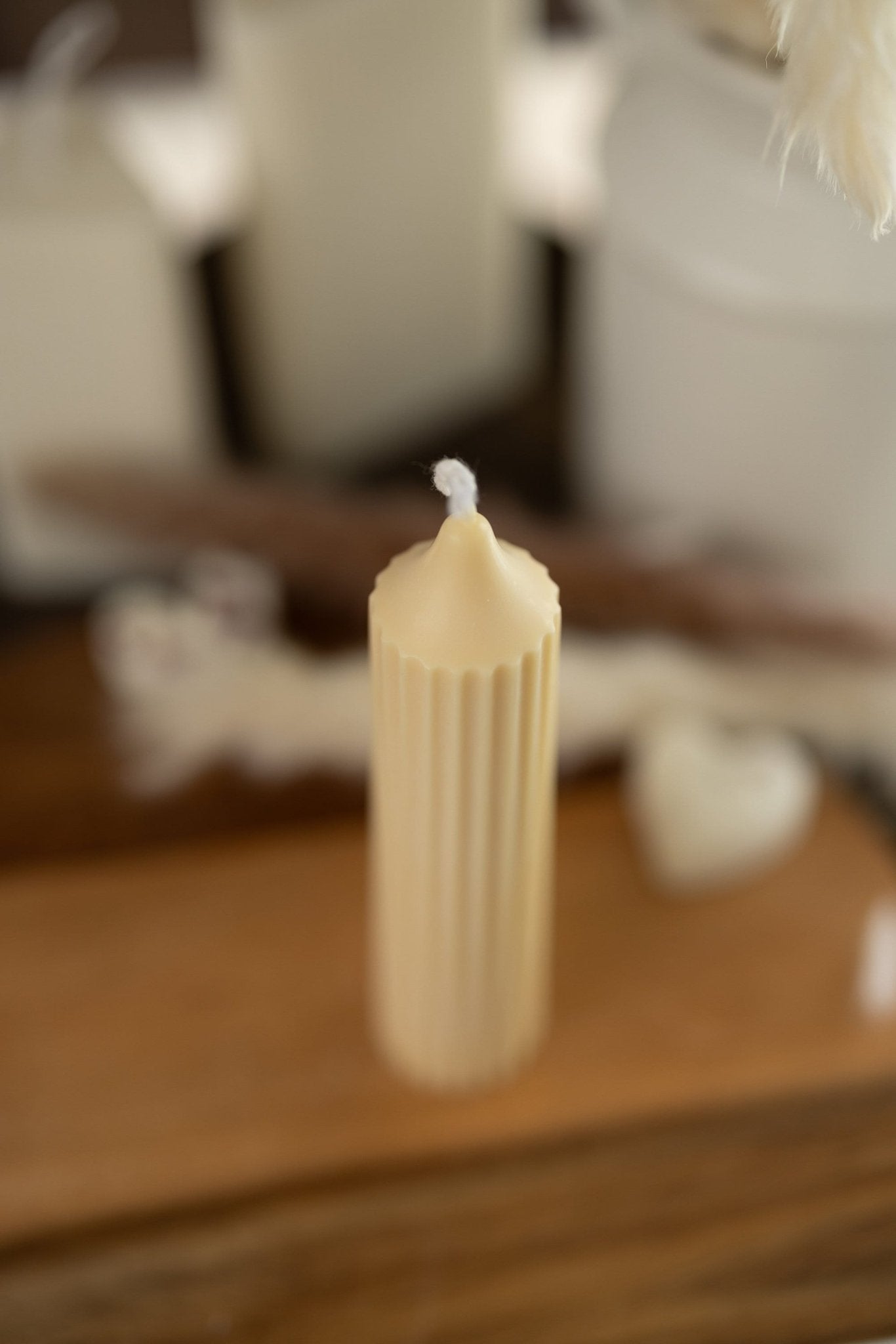 Ribbed Pillar Candle/ Geometric Candle/ Striped Candle, Column Candle/ Minimalist Home Decor/ Pillar Candle/ Natural Soy Wax