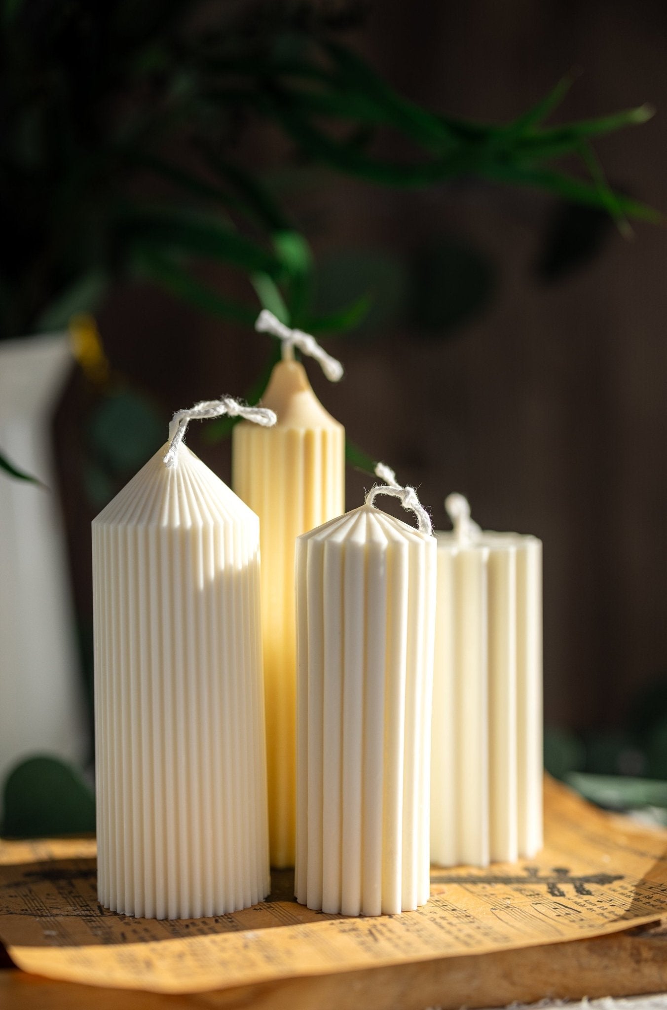Ribbed Pillar Candle/ Geometric Candle/ Striped Candle, Column Candle/ Minimalist Home Decor/ Pillar Candle/ Natural Soy Wax