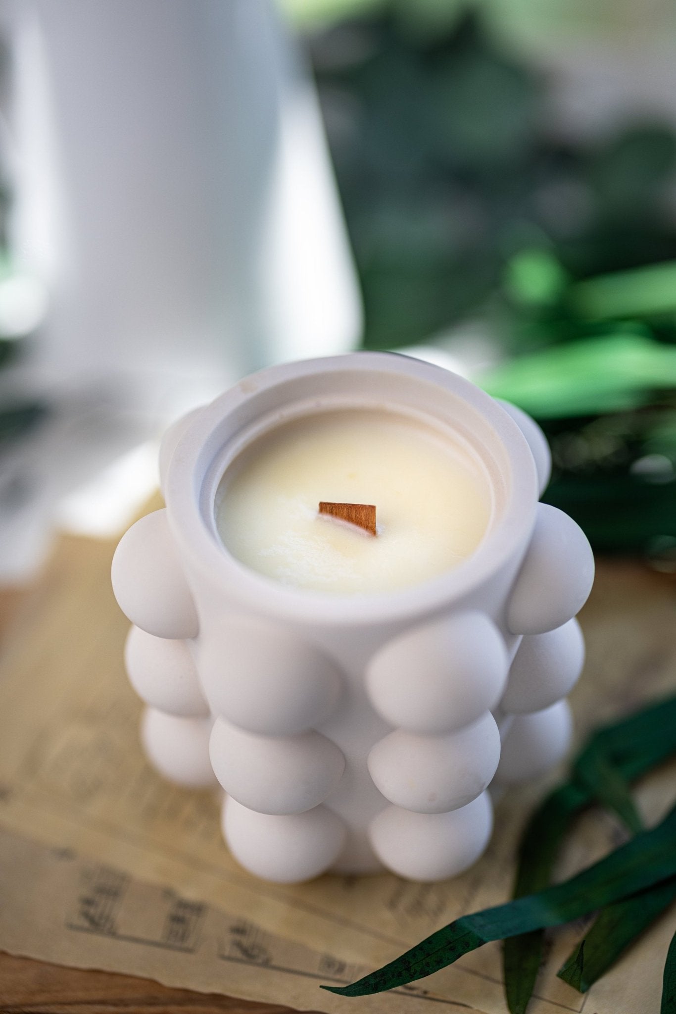 Bubble  Jar/Jesmonite Resin Candle Jar /Scented Soy Candle/Handmade Jars/Wood Wick Candles