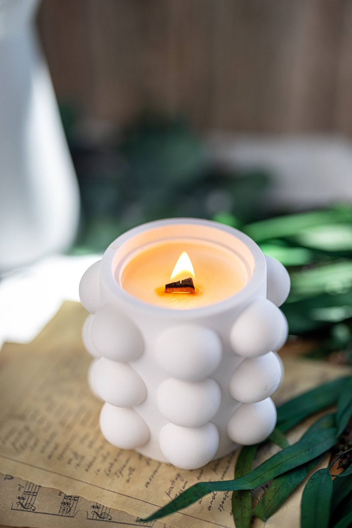 Bubble  Jar/Jesmonite Resin Candle Jar /Scented Soy Candle/Handmade Jars/Wood Wick Candles