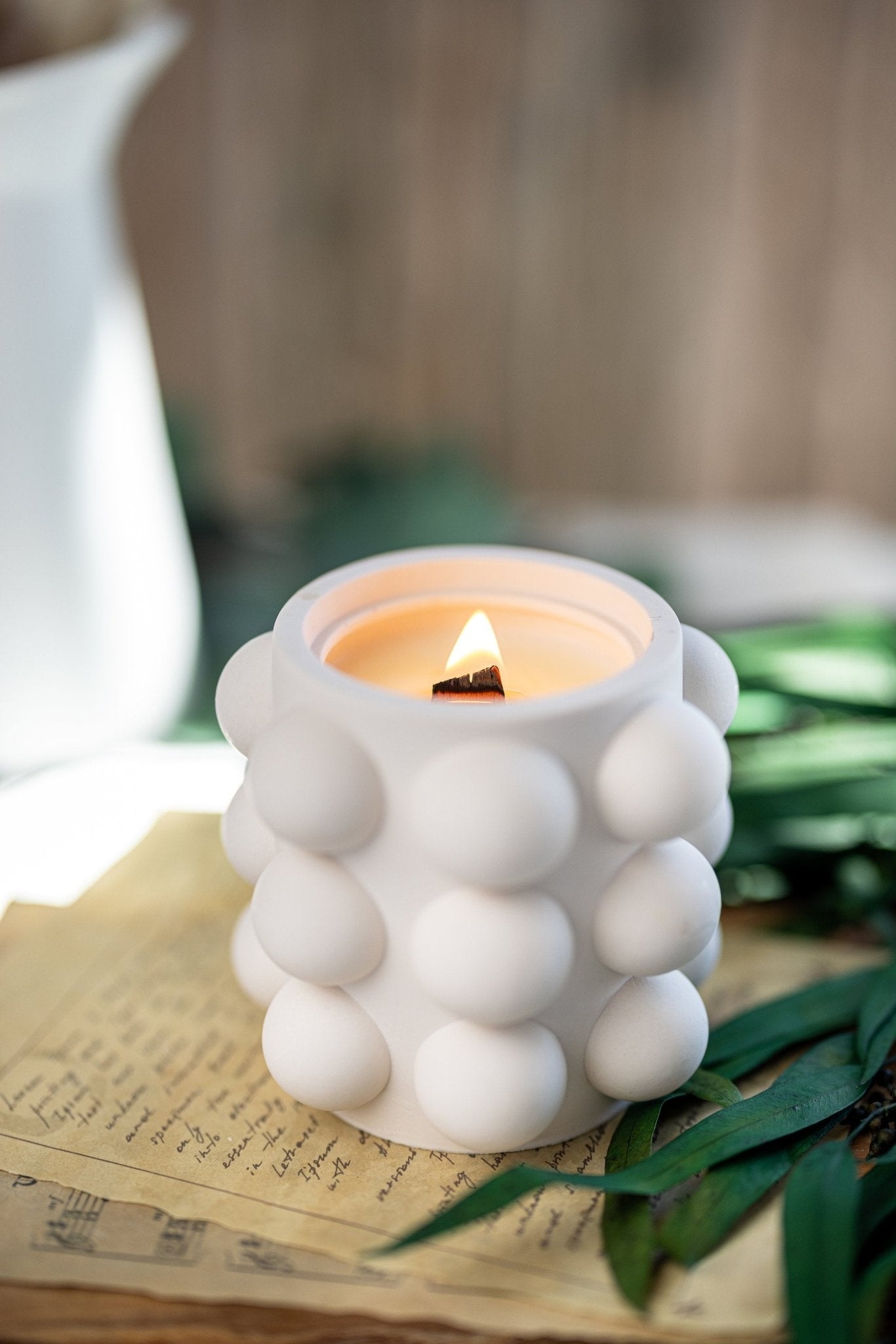 Bubble  Jar/Jesmonite Resin Candle Jar /Scented Soy Candle/Handmade Jars/Wood Wick Candles