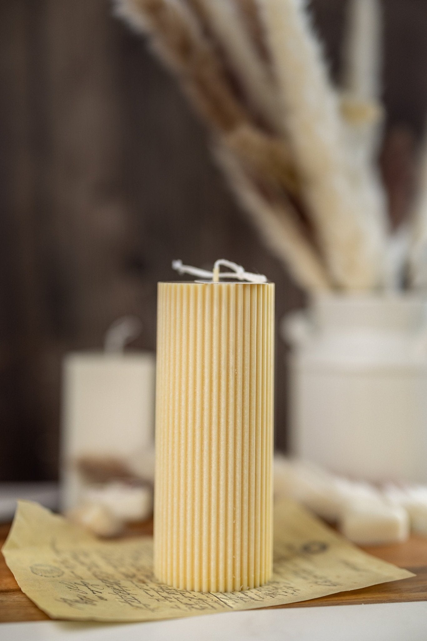 Large Ribbed Thick Pillar Candle/Scented/Birthday Gift/Wedding decor/ Soy candle/Home decor