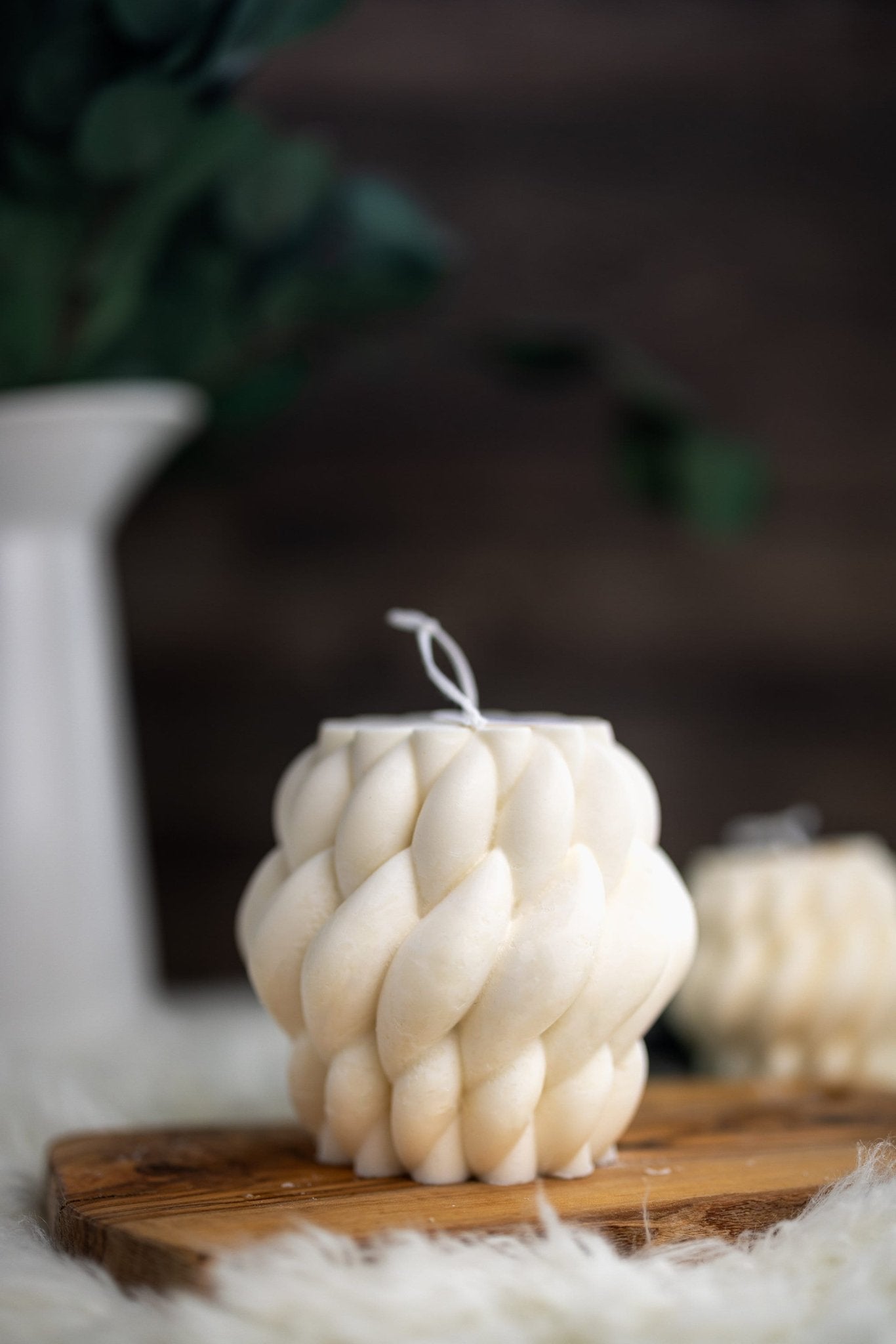 Beautiful Large Knitted Candle/Twisted Rope Candle/Modern Geometric Candle /100% Soy wax