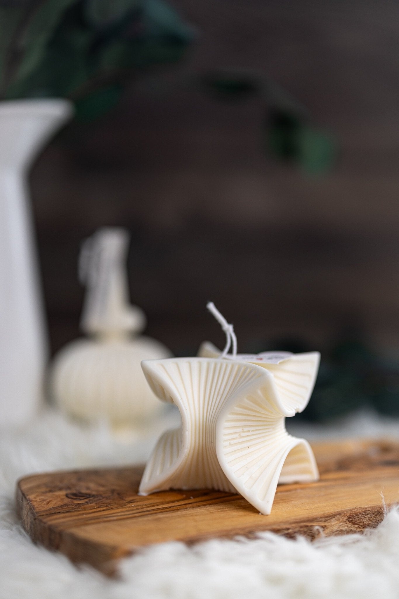 Unique Design Aesthetic Candle/Wavy Striped Sculptural Candle/Pillar Candle/ Modern Candle